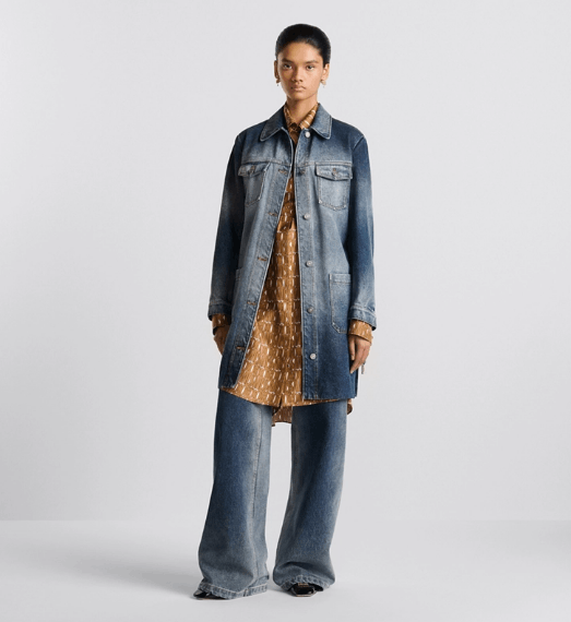 Dior o1w1db11225 452V59 Long Belted Jacket in Blue Size S / US 4 / IT 40 - 4 Thumbnail