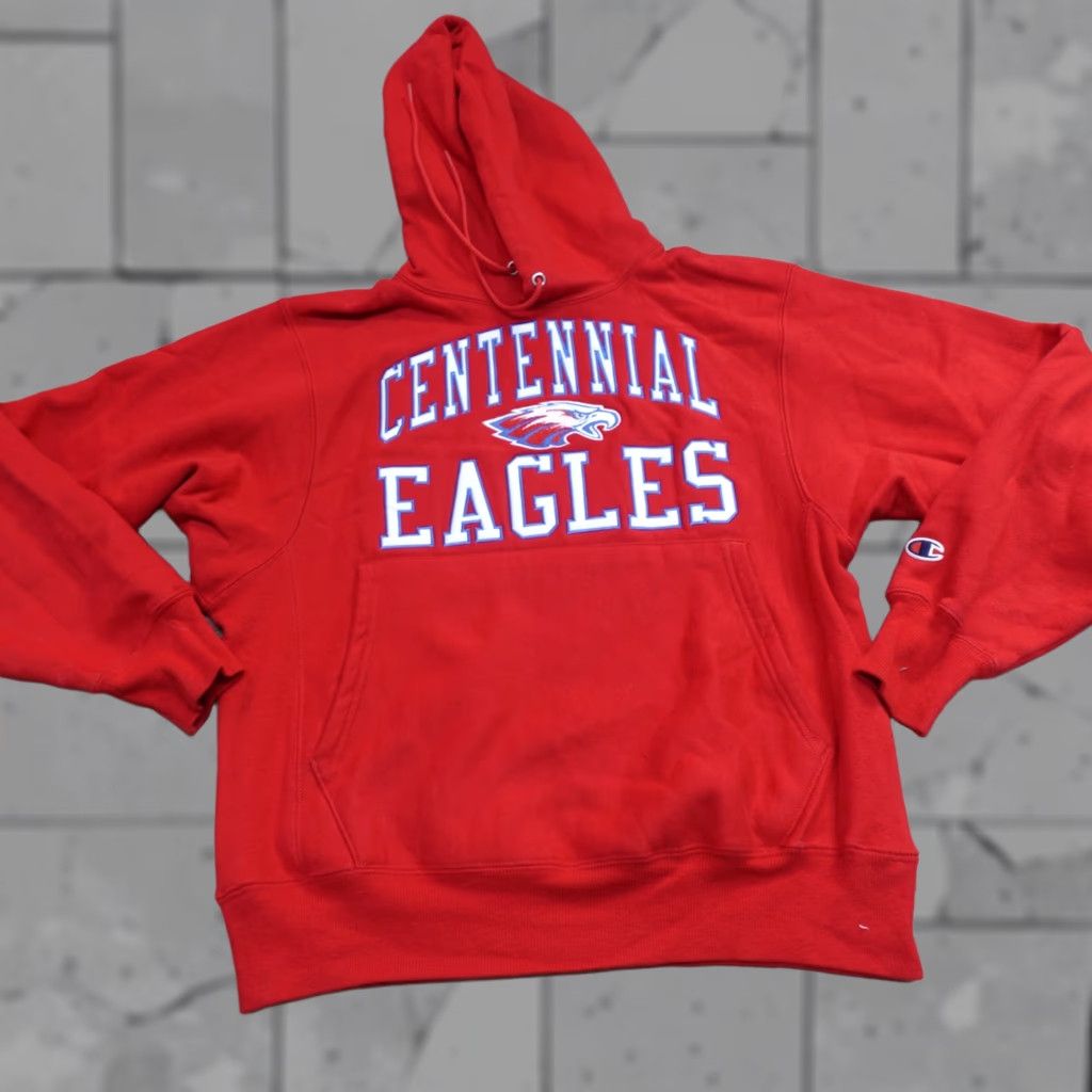 Champion VINTAGE Champion Reverse Weave Hoodie Small Red Centennial Eagles Mens Pullover Knit Sweatshirt Size US S / EU 44-46 / 1 - 1 Thumbnail