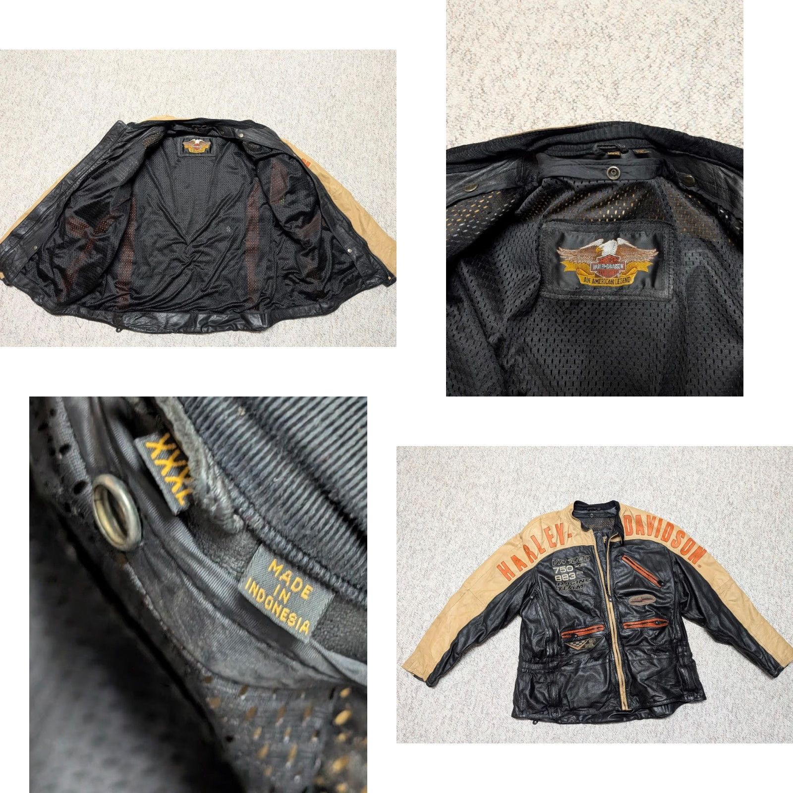 Harley Davidson VINTAGE Harley-Davidson leather Motorcycle Jacket 3XL Mens Black Racing Team cafe racer Size US XXL / EU 58 / 5 - 8 Thumbnail