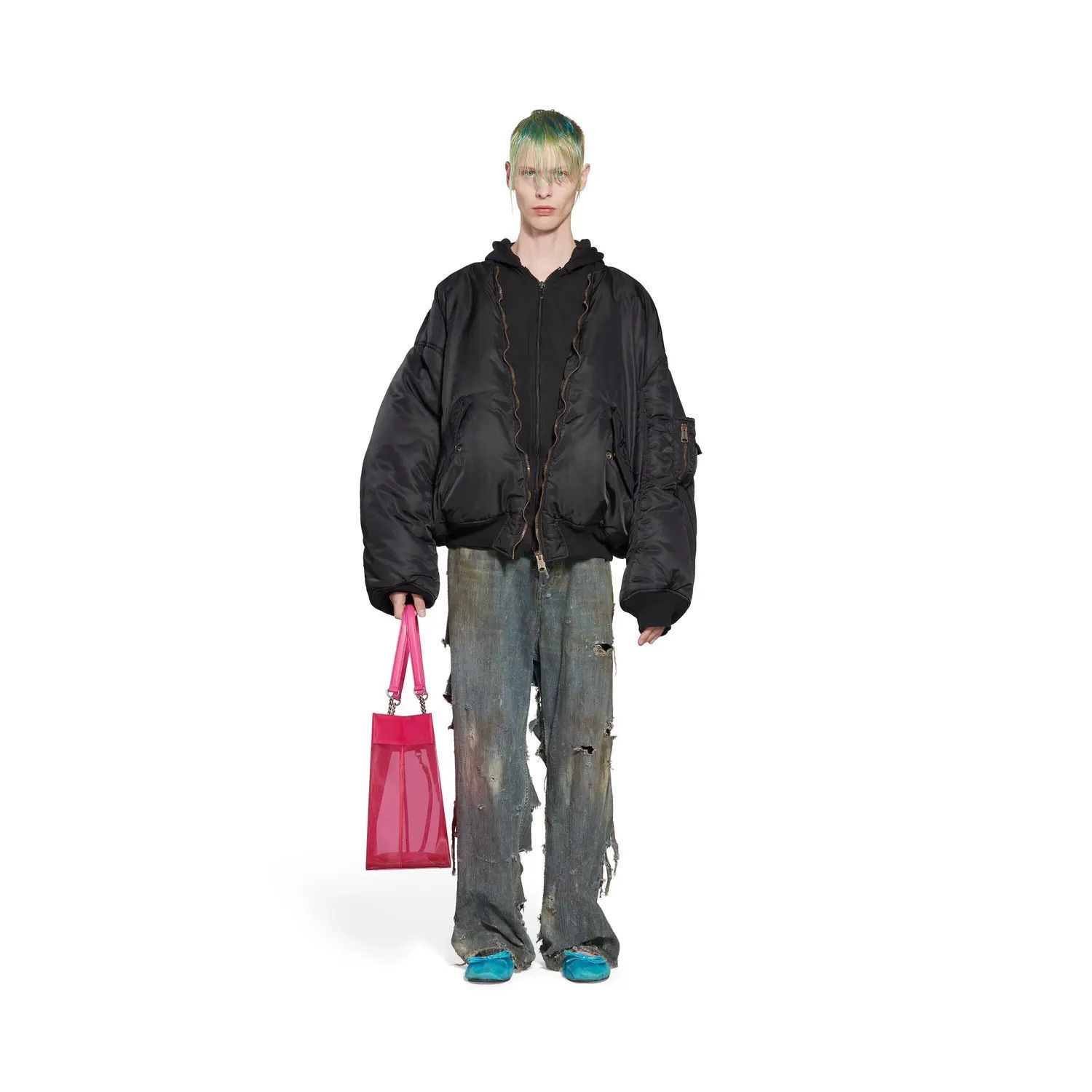 Balenciaga o1w1db10425 Paris All In Bomber Jacket in Black Size US L / EU 52-54 / 3 - 1 Preview