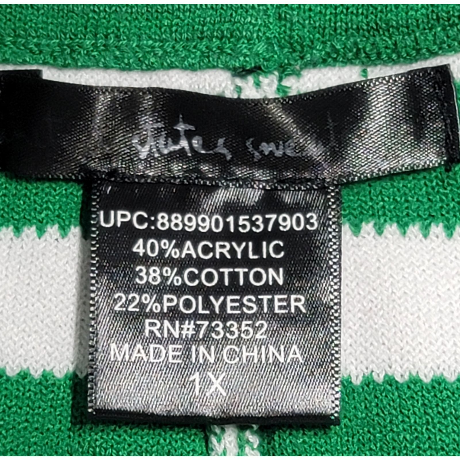 Other United States Sweater Green White Stripe Legging 1X Stretch Size 38" / US 16 / IT 52 - 3 Thumbnail