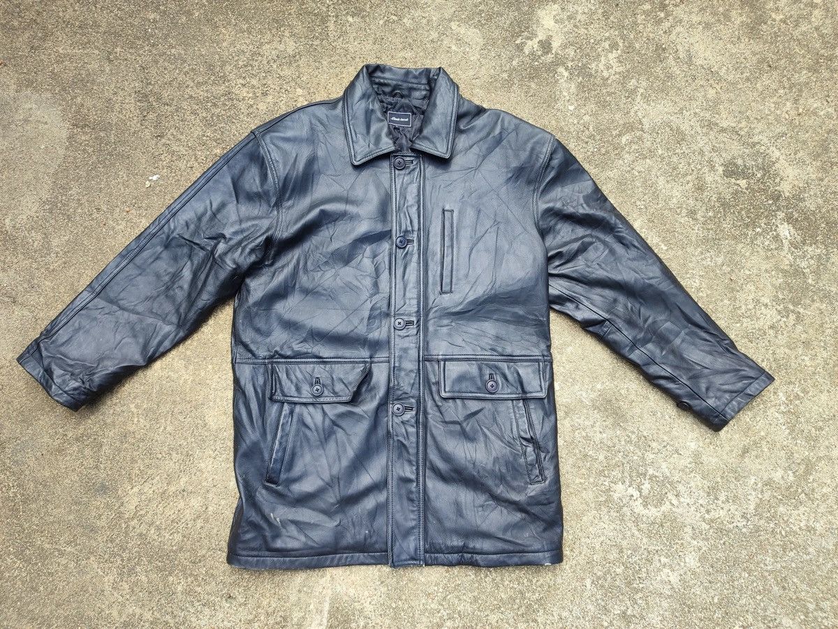 Leather Vintage Dockland Blue Leather Car Coat – Quilted Lining Size US L / EU 52-54 / 3 - 1 Thumbnail