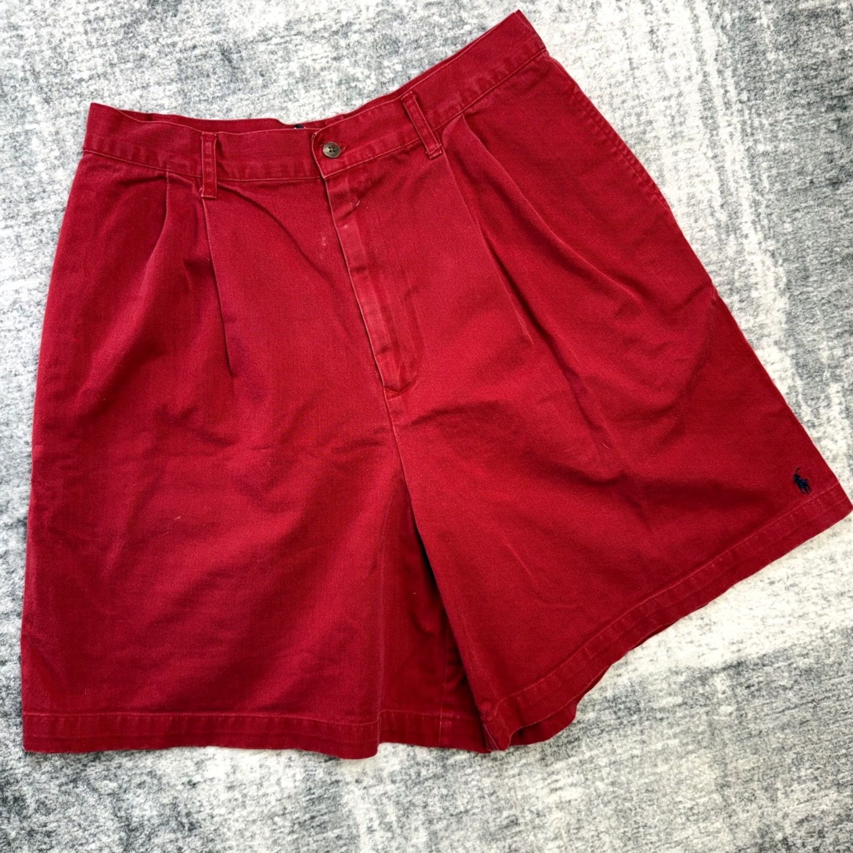 Polo Ralph Lauren VTG Polo Ralph Lauren Shorts Womens 14 Red Pleated Twill Trouser 90s Mom Summer Size 36" / US 14 / IT 50 - 2 Thumbnail
