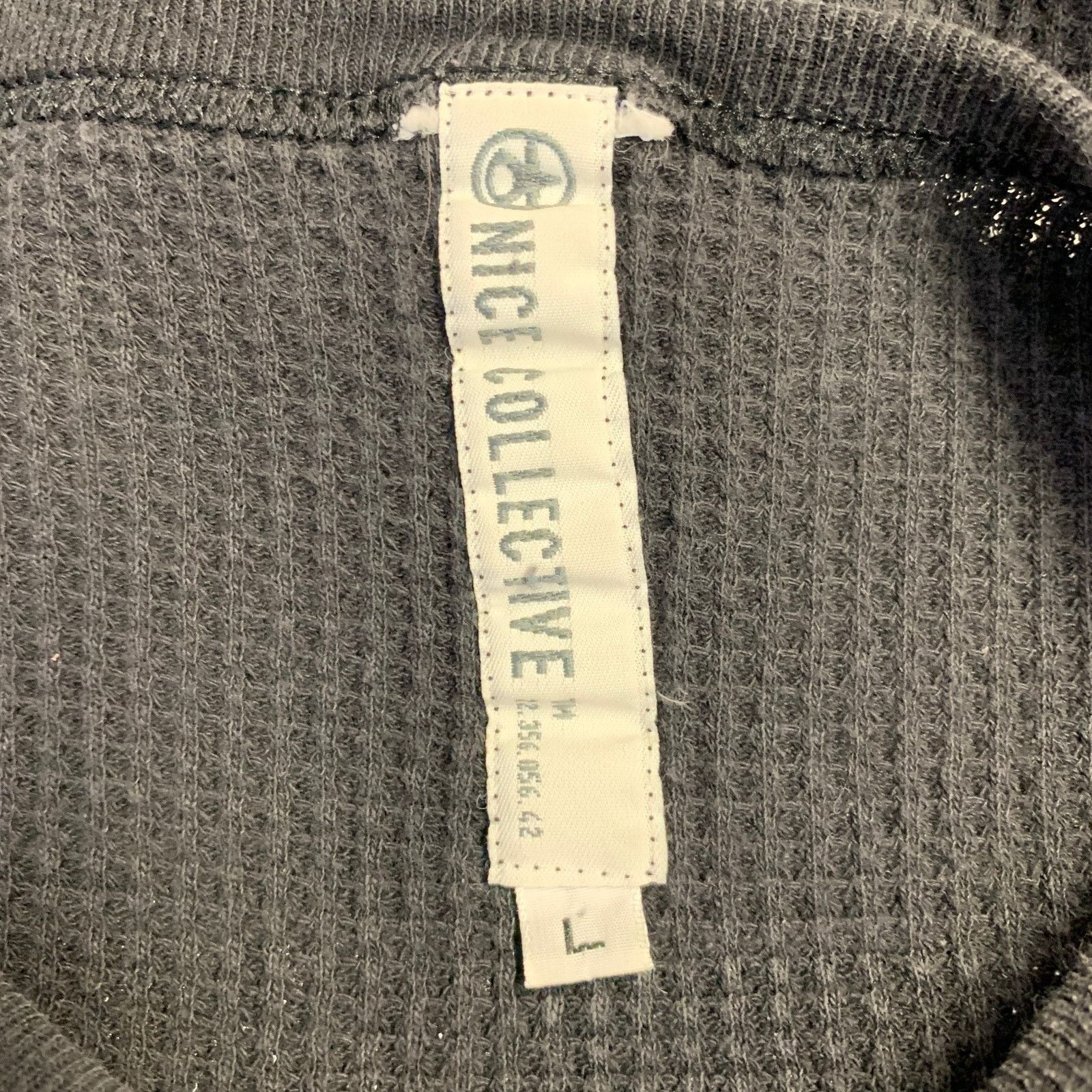 Nice Collective Size L Black White Waffle Knit Cotton Long Sleeve Pullover Size US L / EU 52-54 / 3 - 5 Thumbnail