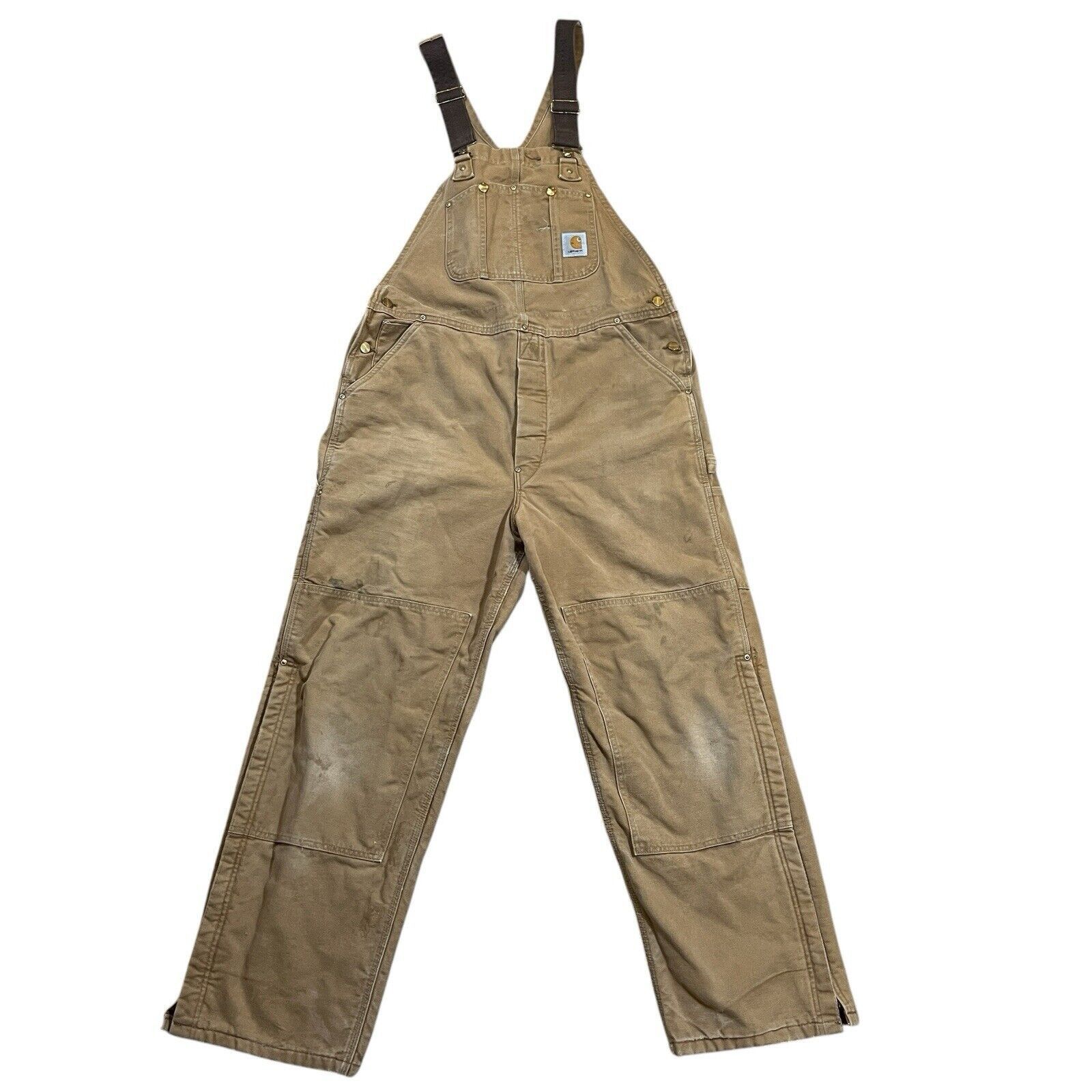 Carhartt Carhartt Distressed Brown Quilted Lined Overalls Size 40x32 Size US 40 / EU 56 - 1 Thumbnail