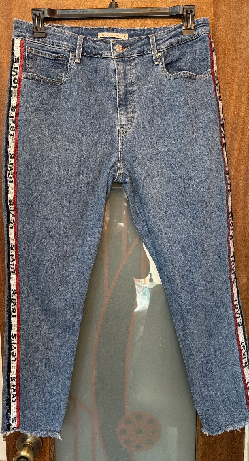 Levi's Levis Premium 721 Hi Rise Skinny Sequin RWB Tuxedo Style -33 Size 33" - 1 Thumbnail