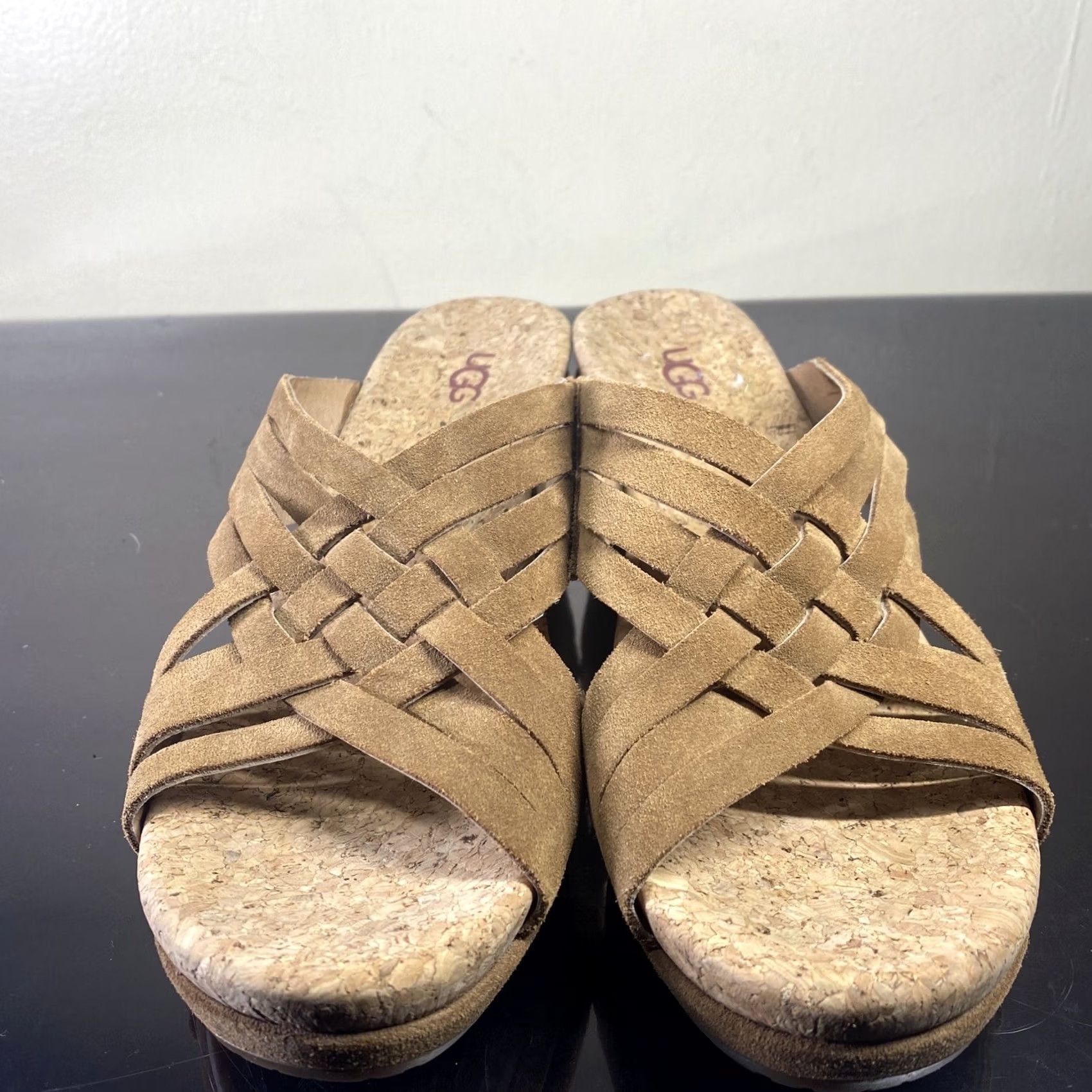 Ugg UGG Sandal Womens 8 Brown Leather Wedge Slide Heel Style Slide - Size US 8 / IT 38 - 2 Thumbnail