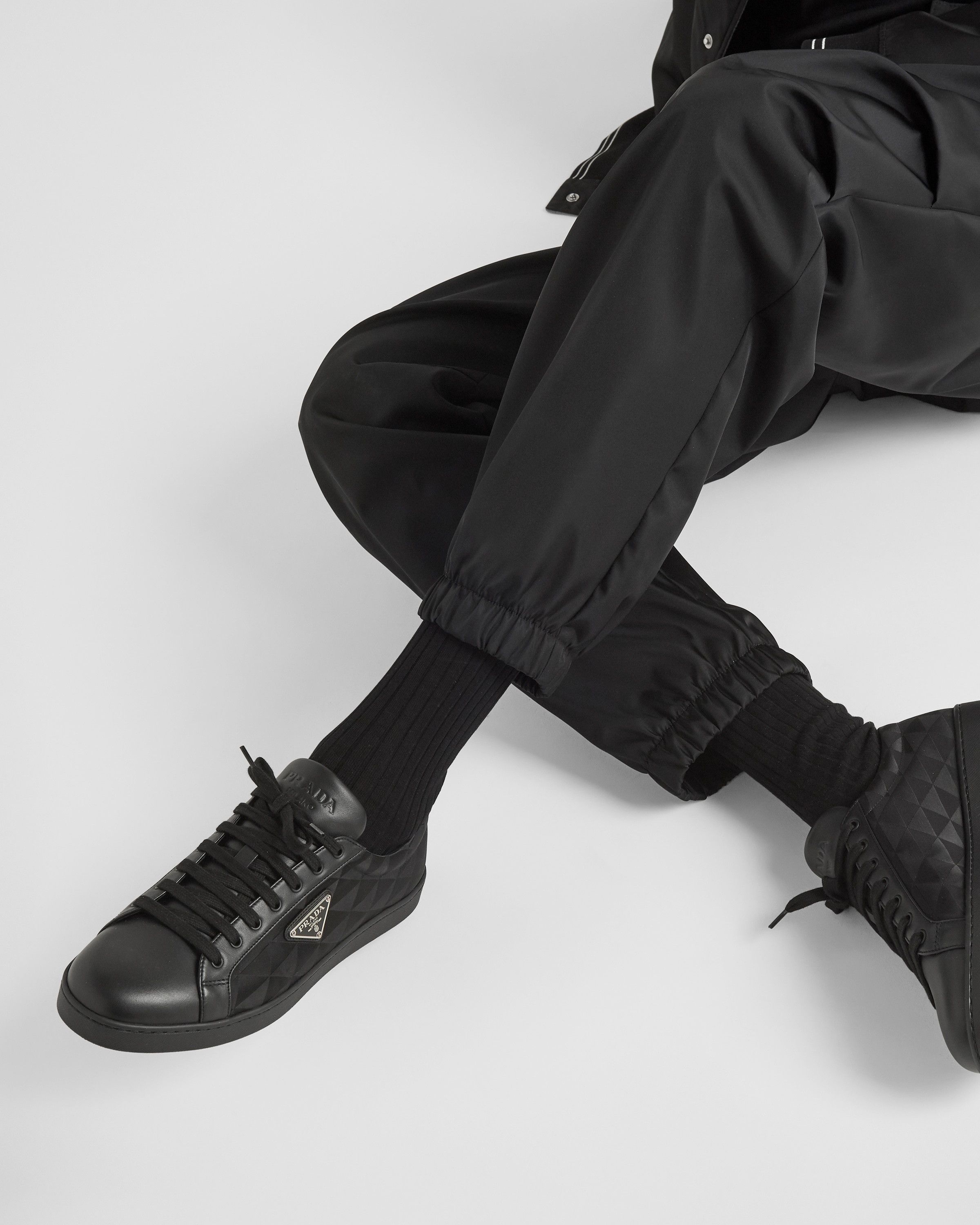 Prada o1la1rc1a0925 Leather and Re-Nylon Sneakers in Black Size US 9 / EU 42 - 3 Thumbnail