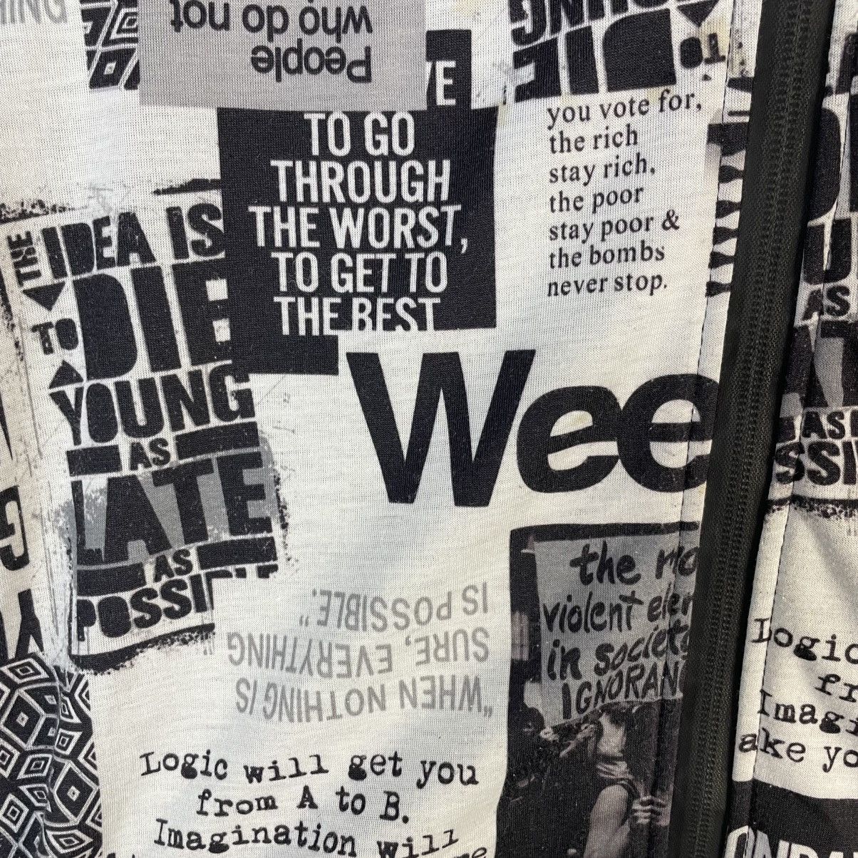 20471120 SHISKY NEWSPAPER WORDING ANARCHY SEDITIONARIES PUNK JACKET Size US S / EU 44-46 / 1 - 19 Thumbnail