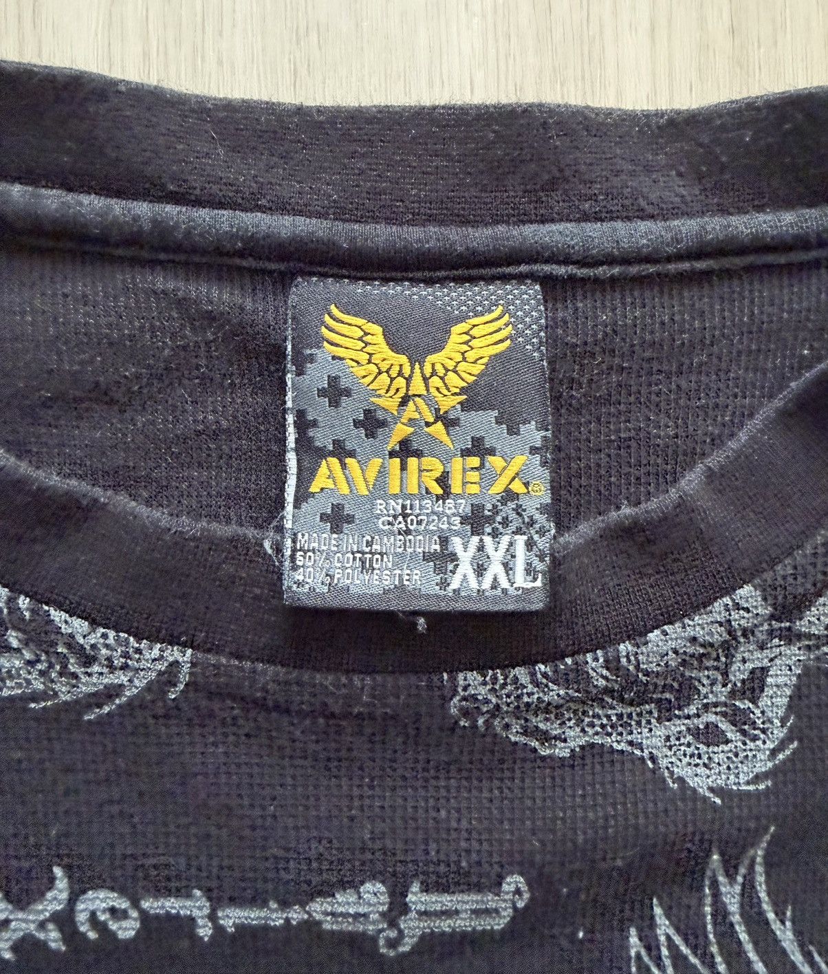 Vintage Avirex Sleeve Japan Dragon Eagle Black AOP Thermal Sz 2X Size US XXL / EU 58 / 5 - 6 Thumbnail