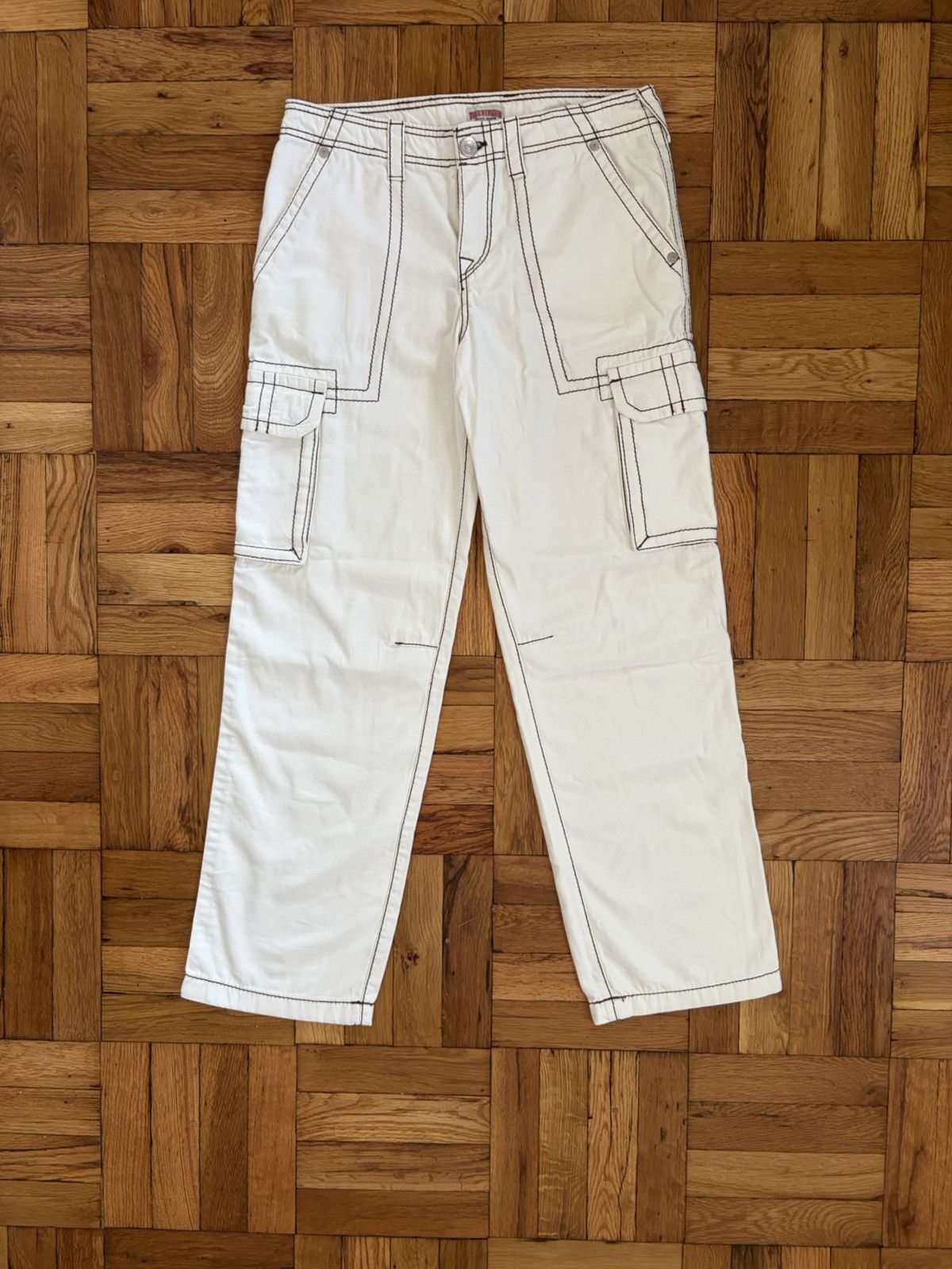True Religion White True Religion Jeans w/ Black Mega T Stitch Size US 27 - 3 Thumbnail