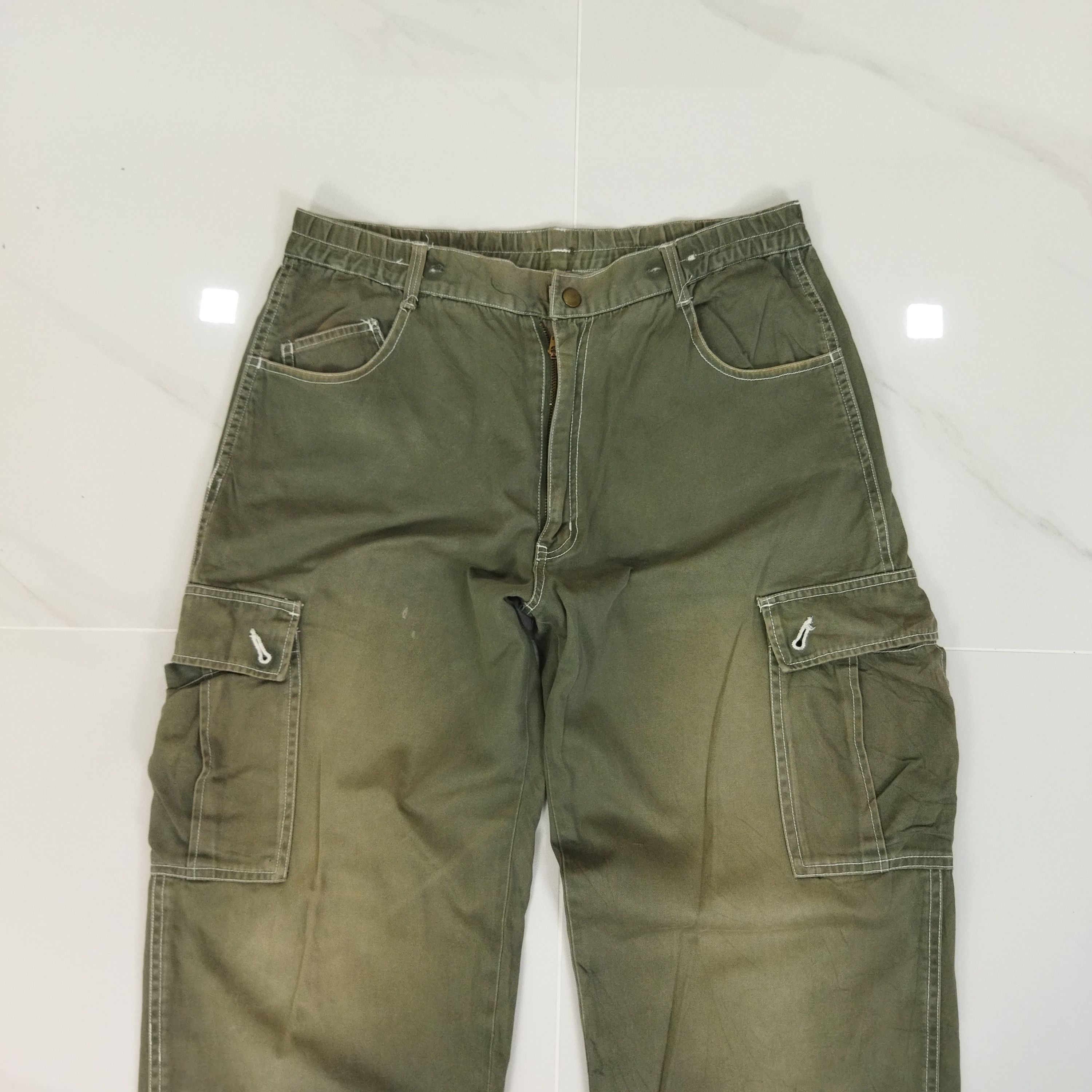 Japanese Brand RIPZONE FADED GREEN CARGO PANTS Size US 32 / EU 48 - 2 Thumbnail
