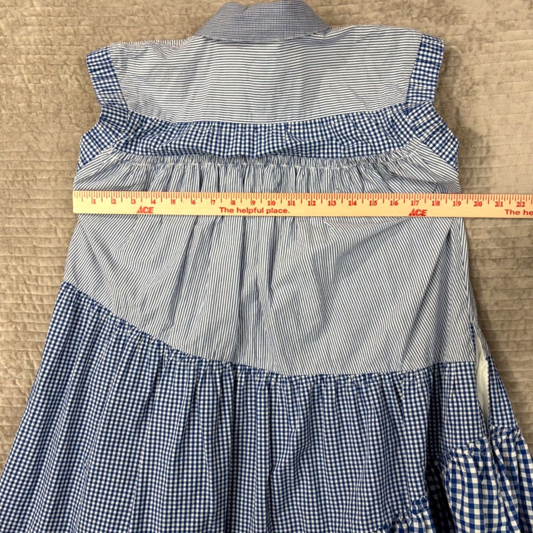 Vintage Pilcro Mini Gingham Dress - Blue White Cotton Tiered XS Size XXS / US 00 / IT 34 - 6 Thumbnail