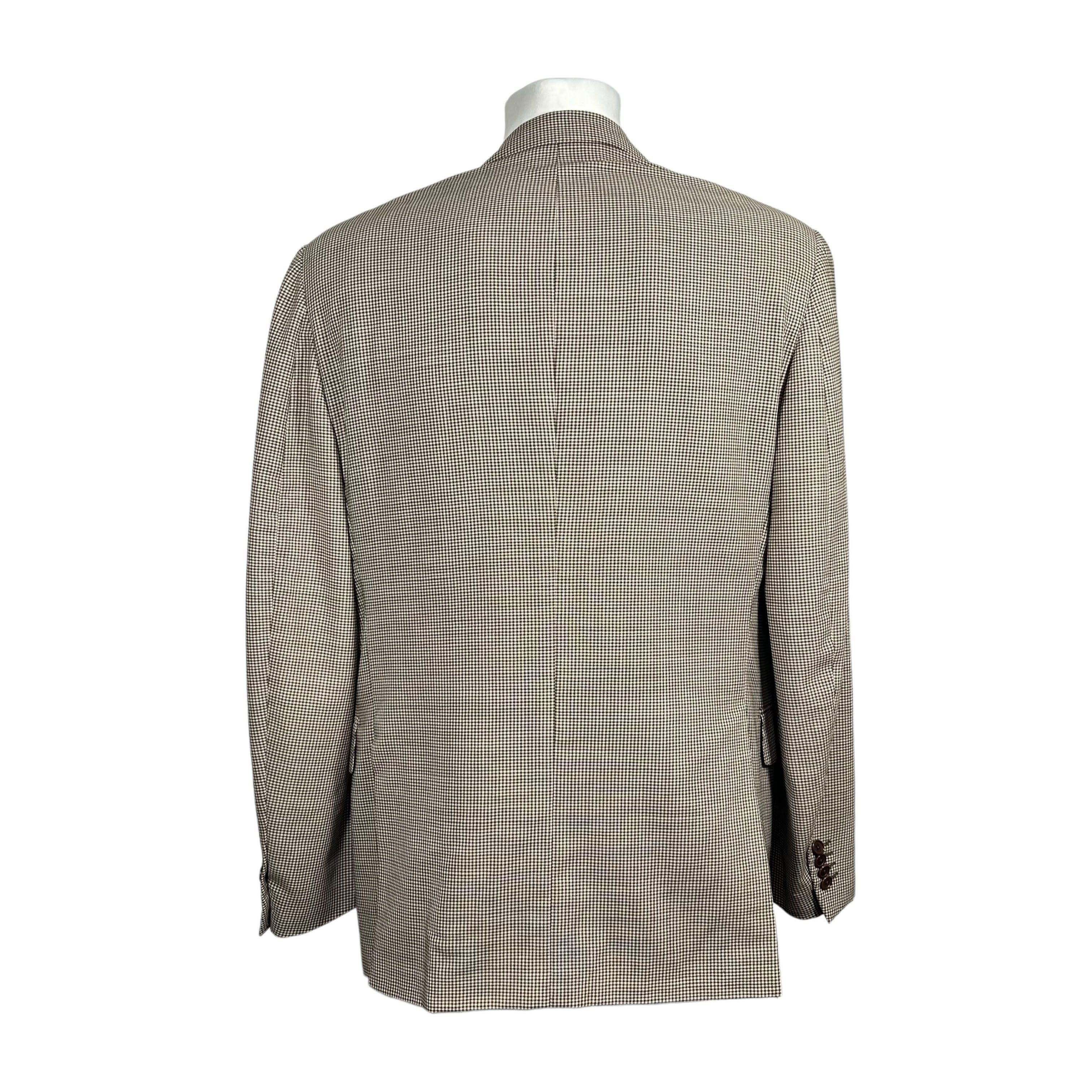 Caruso Caruso Wool Mohair Brown White Check Blazer Jacket Size 52 Size 42R - 2 Thumbnail