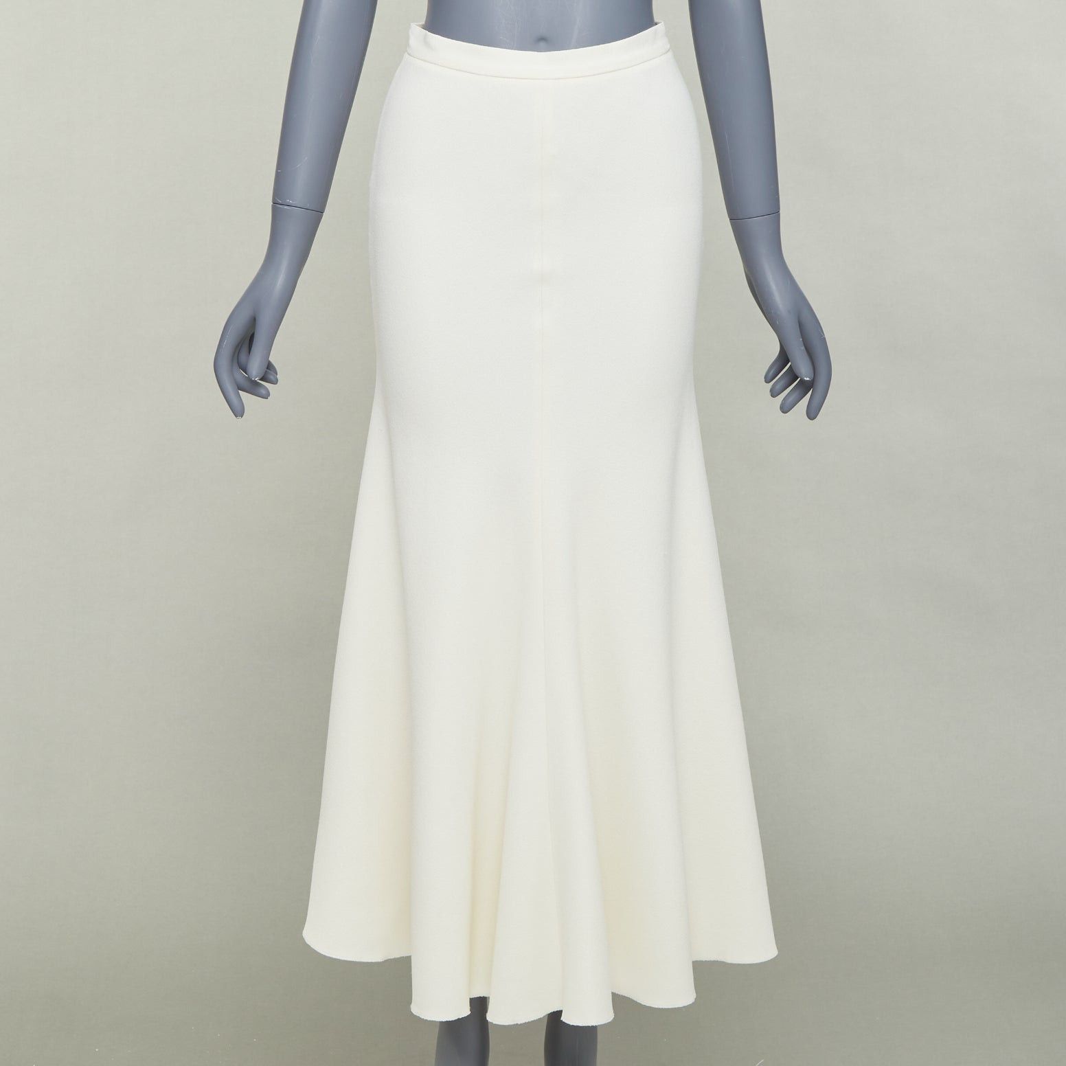 Giambattista Valli GIAMBATTISTA VALLI cream silk lined high waist flute mermaid midi skirt IT38 XS Size 26" / US 2 / IT 38 - 1 Thumbnail