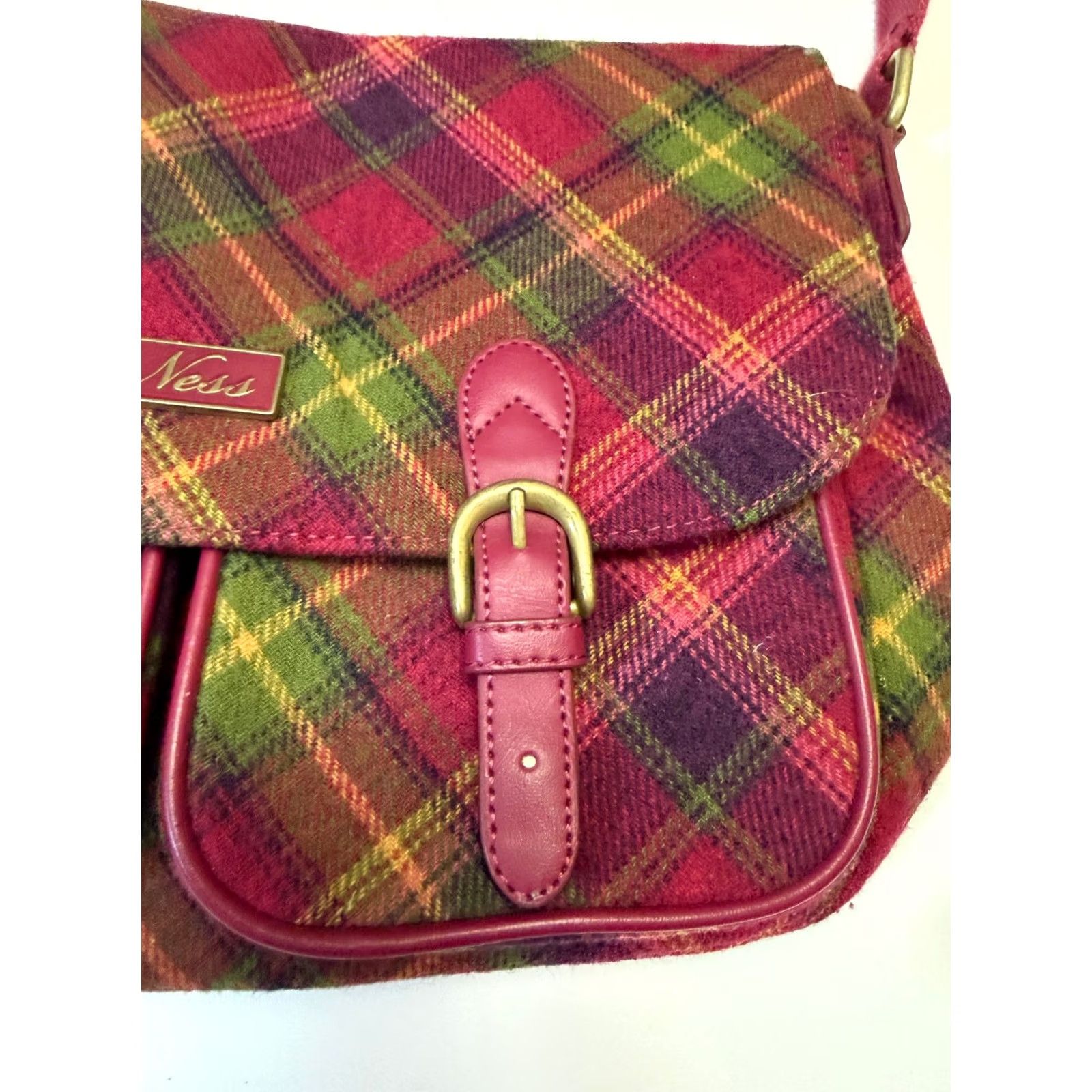 Vintage Ness Red Womens Shoulder Bag Wool Blend Red Tweed pattern Size ONE SIZE - 4 Thumbnail
