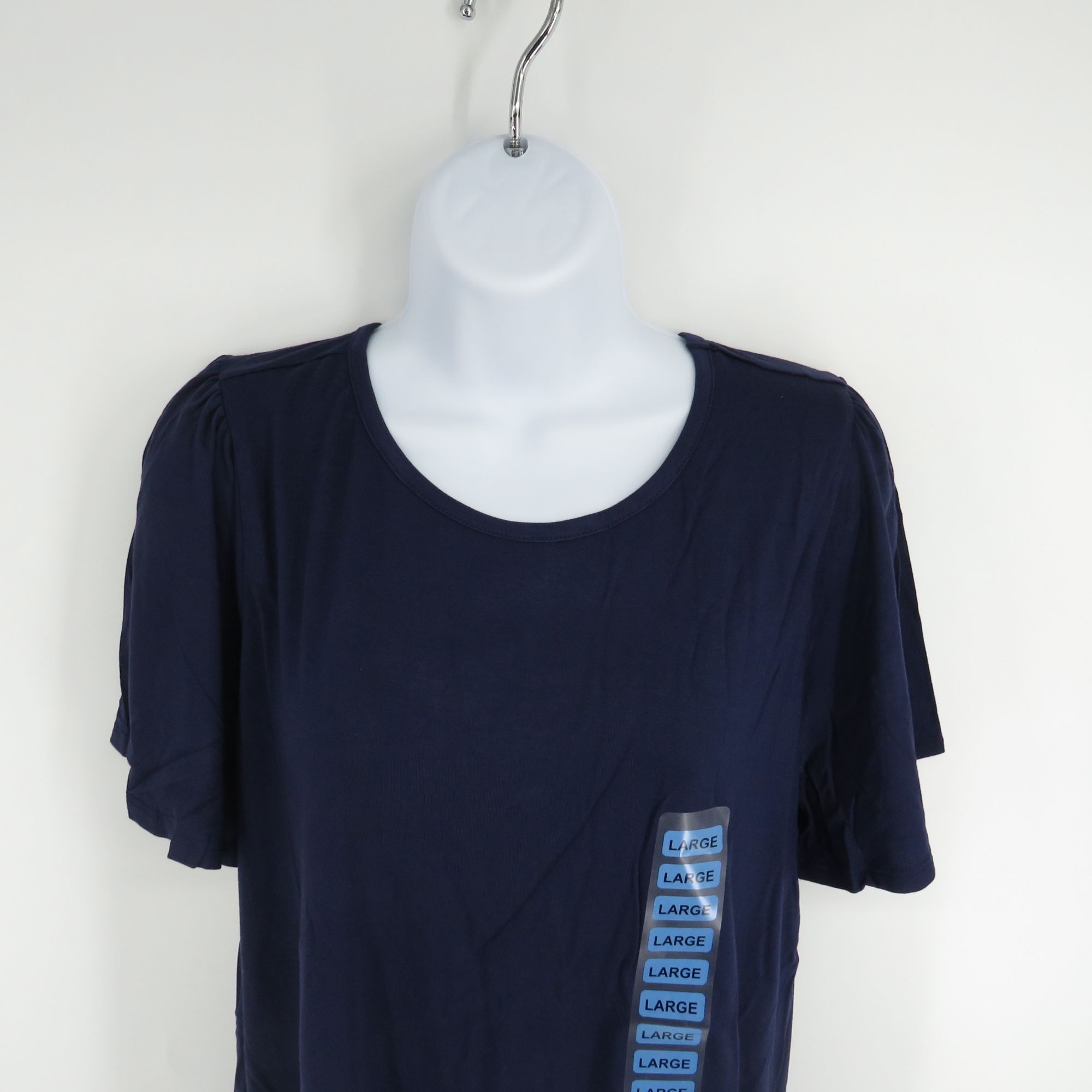 Nine West Nine West Womens Flutter Sleeve Top Large Navy Soft Casual T Size L / US 10 / IT 46 - 3 Thumbnail