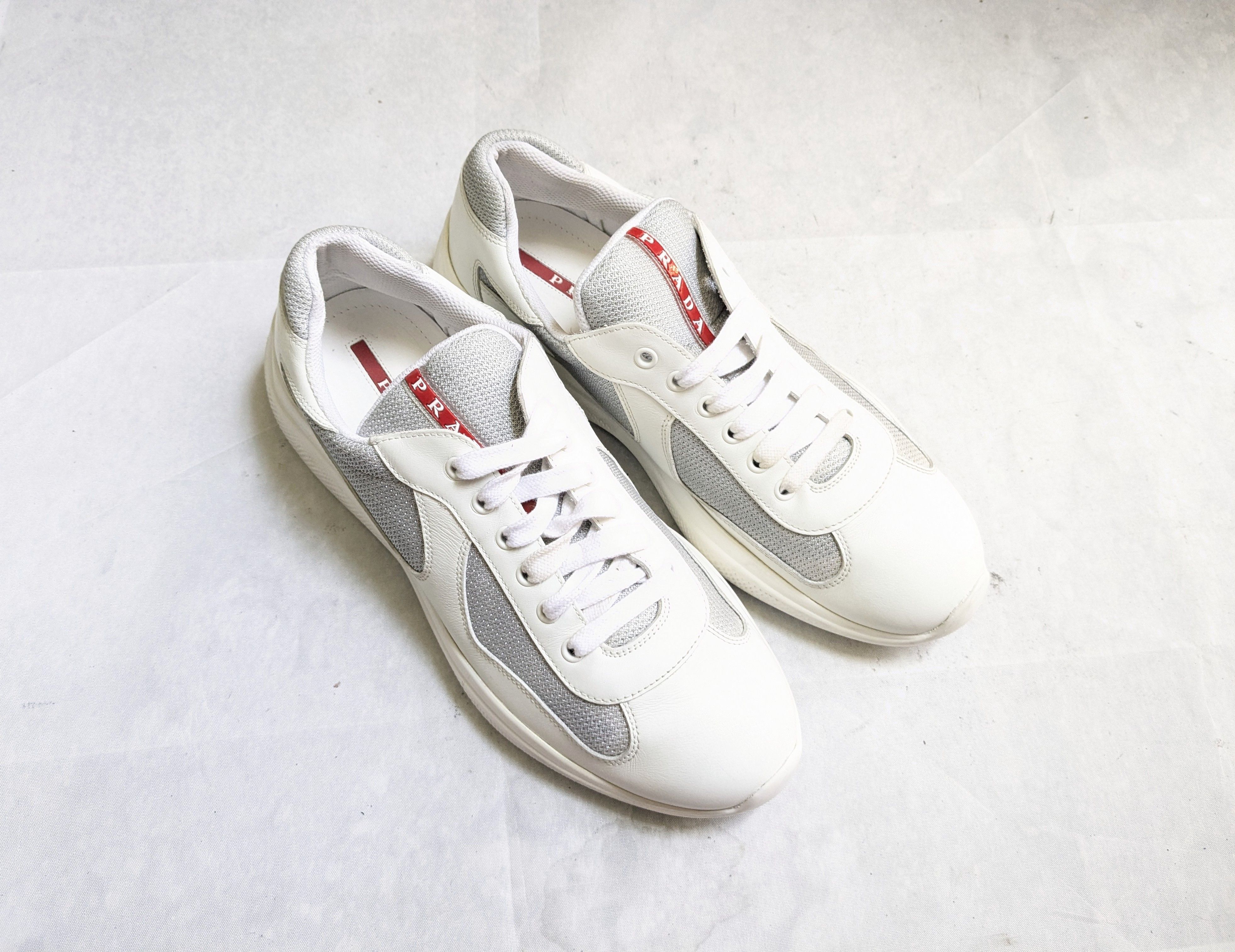 Prada Prada America's Cup Sneakers White 10 Silver Red Low Size US 10 / EU 43 - 2 Thumbnail