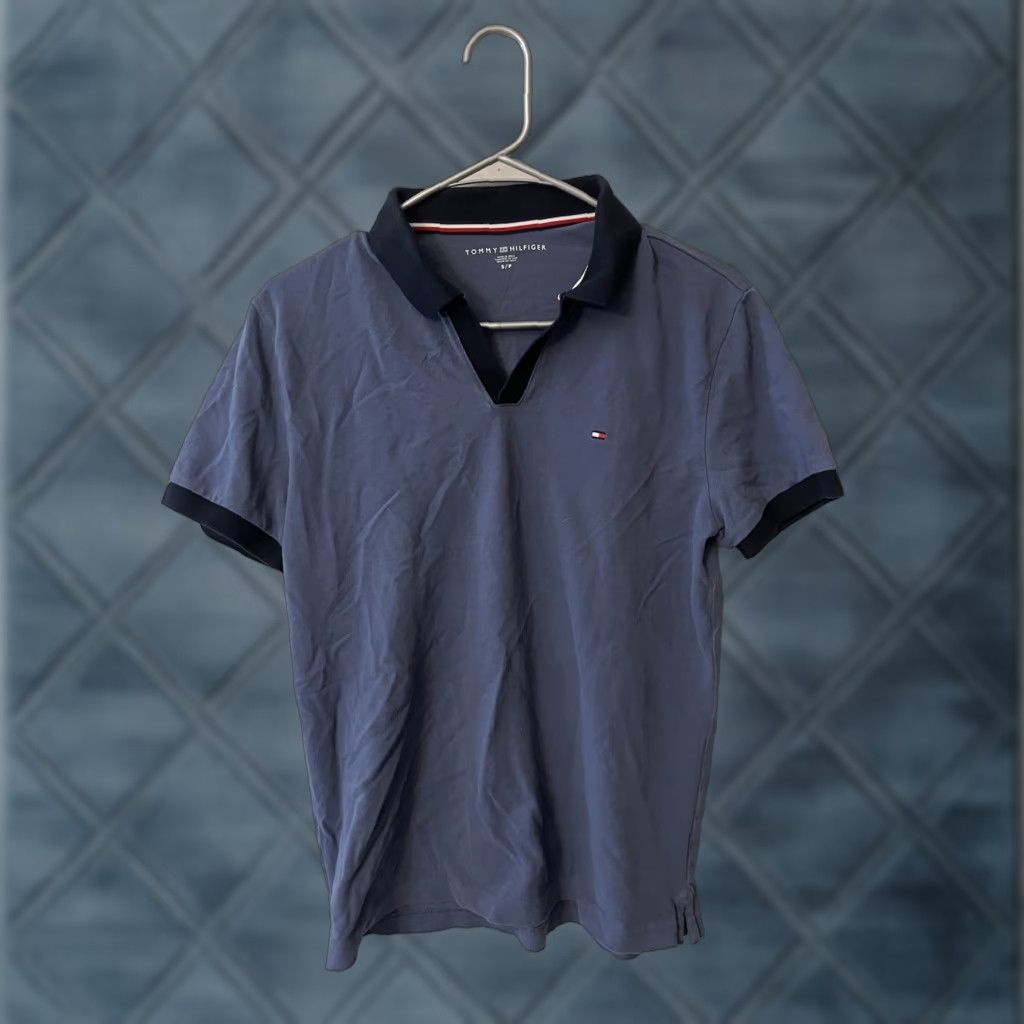 Tommy Hilfiger Tommy Hilfiger Polo Shirt Short Sleeve Men Slim V Neck Regular Fit Blue S Size US S / EU 44-46 / 1 - 1 Thumbnail