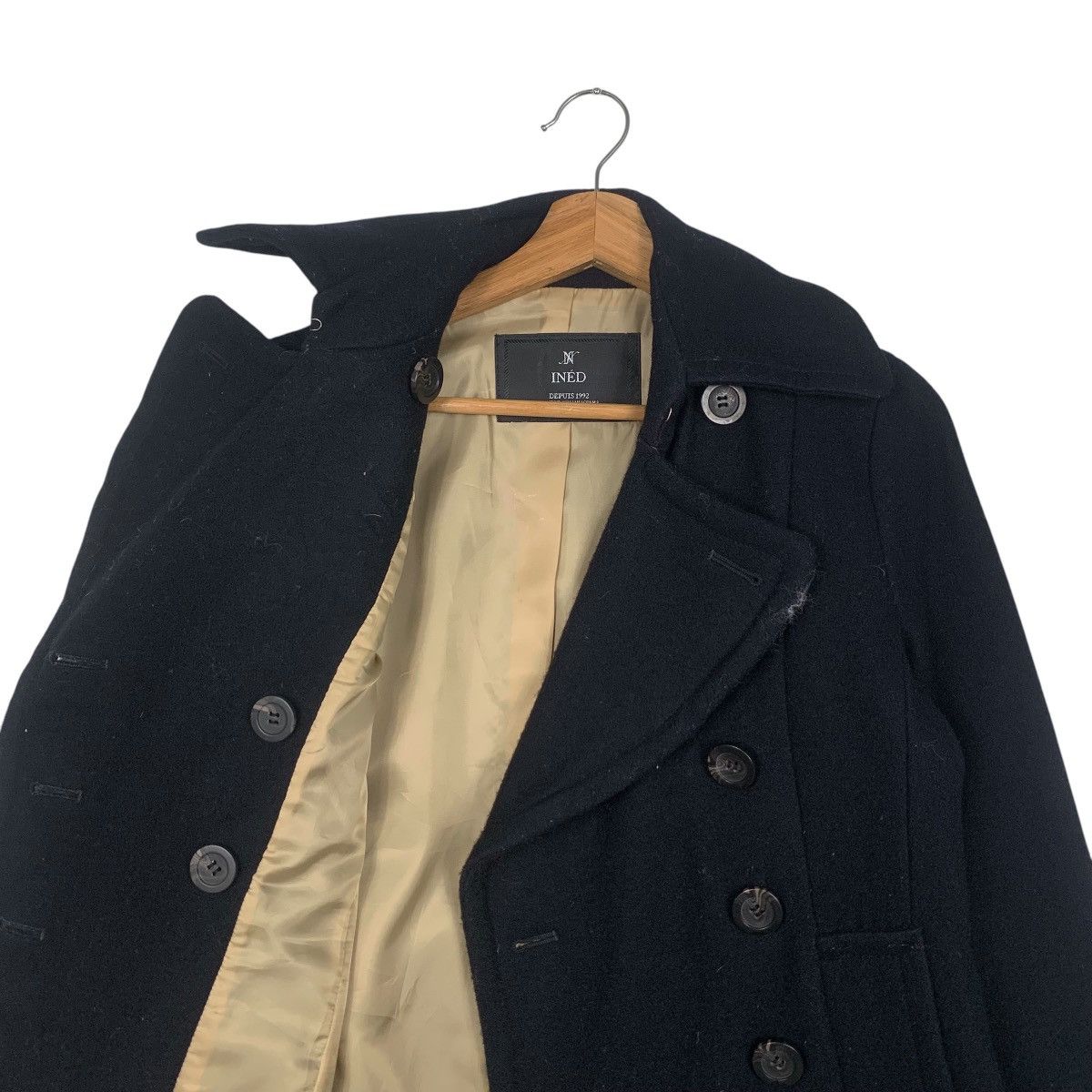 Japanese Brand INED Double Collar Double Breasted Wool Coat #1816-C20 Size S / US 4 / IT 40 - 10 Thumbnail
