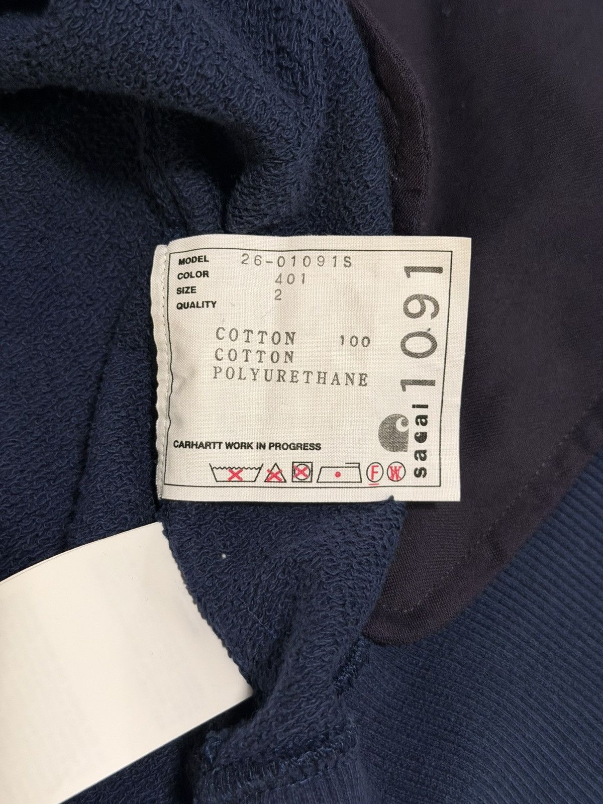 Carhartt Wip × Sacai Sacai x Carhartt WIP Cotton Jersey Hoodie Size Small - 2 JPN Size US S / EU 44-46 / 1 - 12 Thumbnail