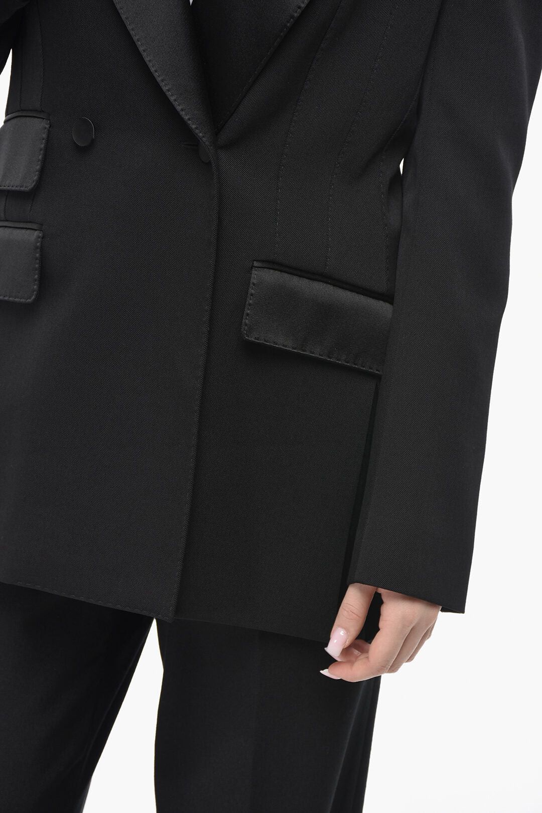 Dolce & Gabbana og1mm0426 Wool-Blend Double-Breasted Blazer in Black Size M / US 6-8 / IT 42-44 - 3 Thumbnail