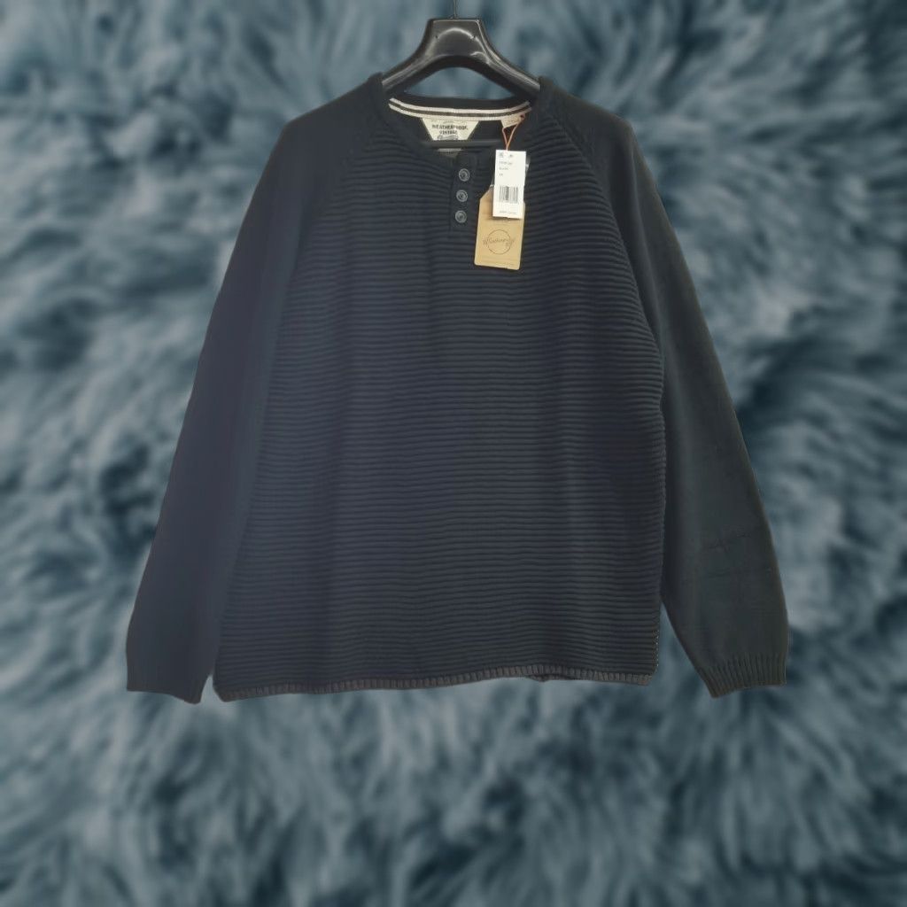 Weatherproof Weatherproof Sweatshirt/ Sweater Black 2XL Long Sleeve Mock Neck 1/4 Button Herringbone Knit Vintage NWT Mens Size US XXL / EU 58 / 5 - 1 Thumbnail