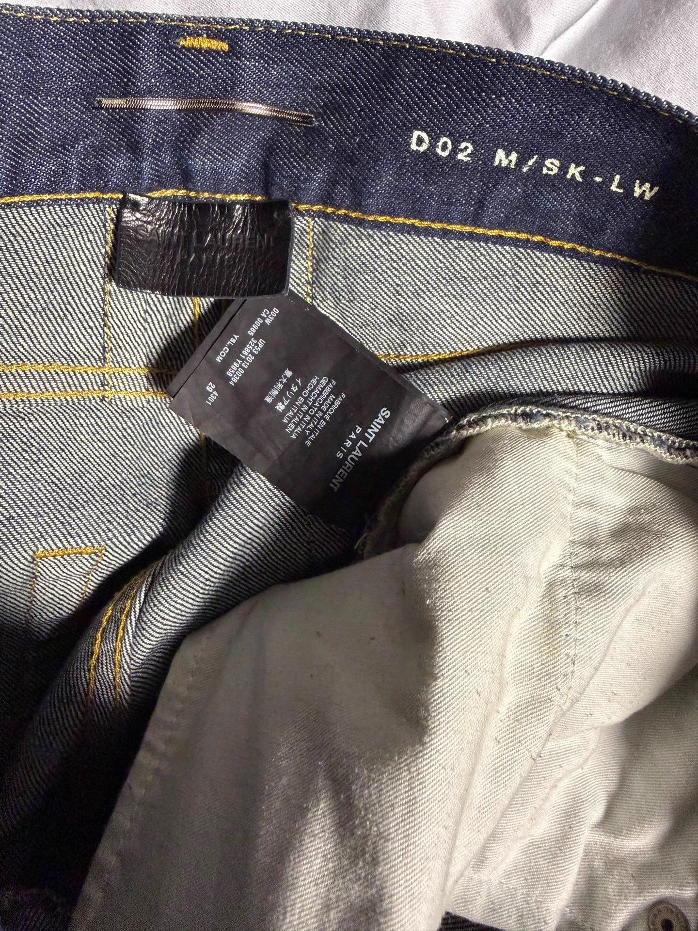 Saint Laurent Paris SLP 13AW Blue D02 Washed Oil Stain Distressed Jeans Size US 29 - 3 Thumbnail