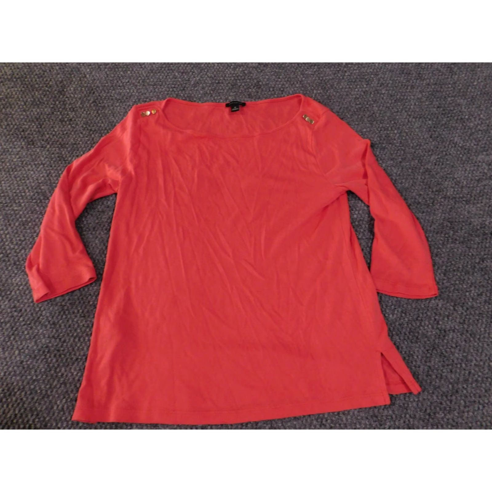 Ann Taylor Ann Taylor Shirt Womens M Coral 3/4 Sleeve Boatneck Shoulder Buttons Tunic Size M / US 6-8 / IT 42-44 - 3 Thumbnail