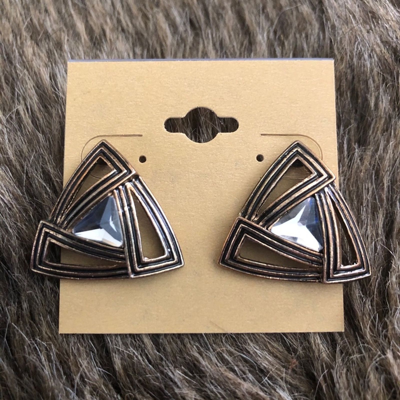 Vintage Vintage antique gold black enamel stone earrings Size ONE SIZE - 2 Thumbnail
