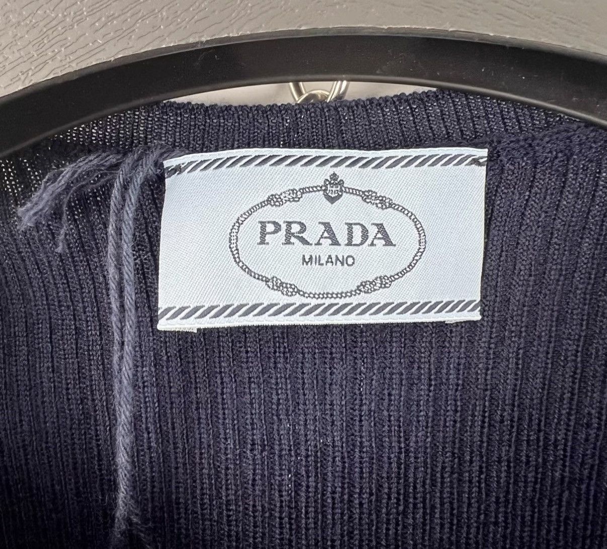 Prada Prada Navy Blue Chest Logo Knit Long Sleeve Top K12 Size S / US 4 / IT 40 - 3 Thumbnail