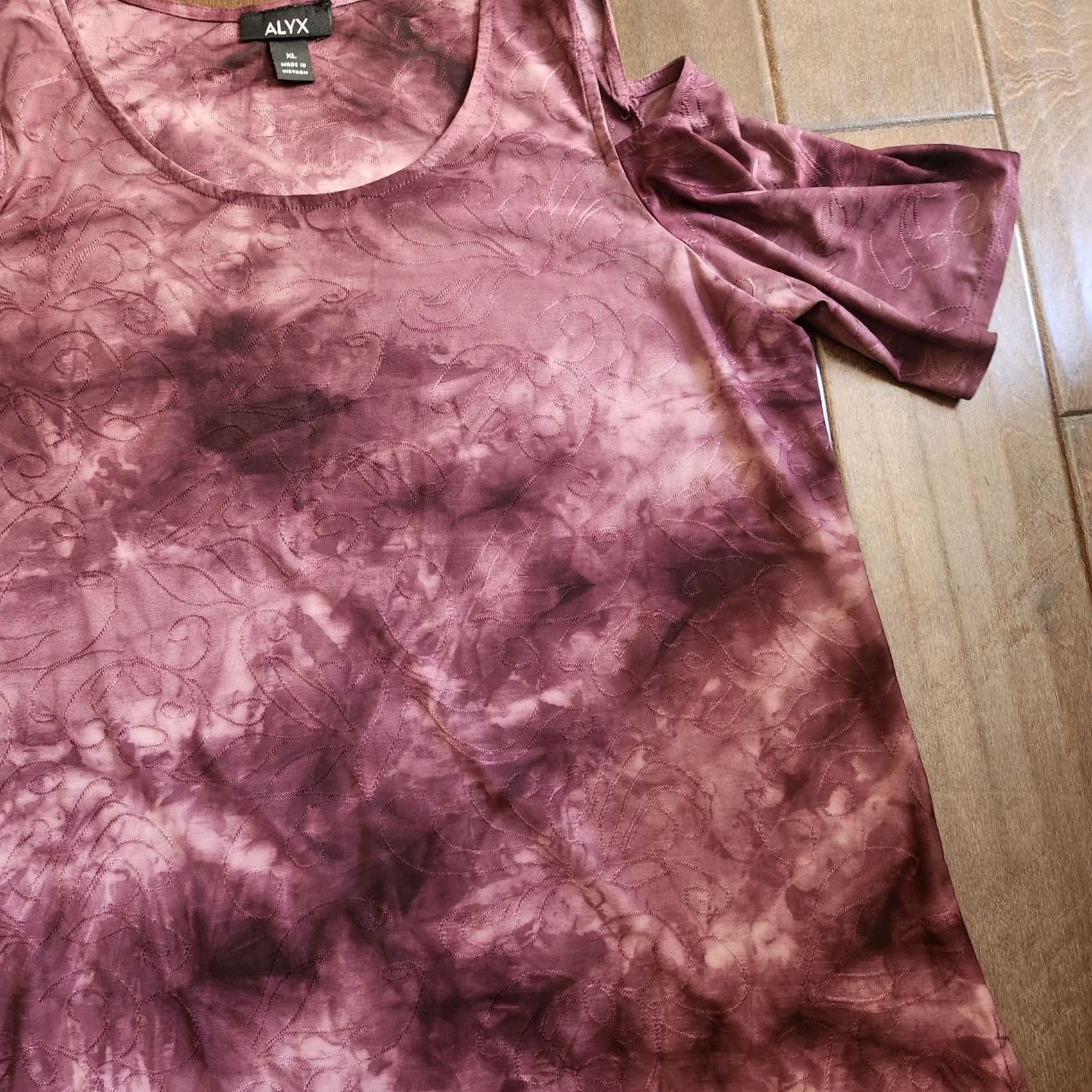 Alyx VINTAGE? (no) ALYX Blouse Women's Short Sleeve Purple Tie Dye Floral Pullover XL Casual Everyday Spring Summer Fall Womens Size XL / US 12-14 / IT 48-50 - 5 Thumbnail