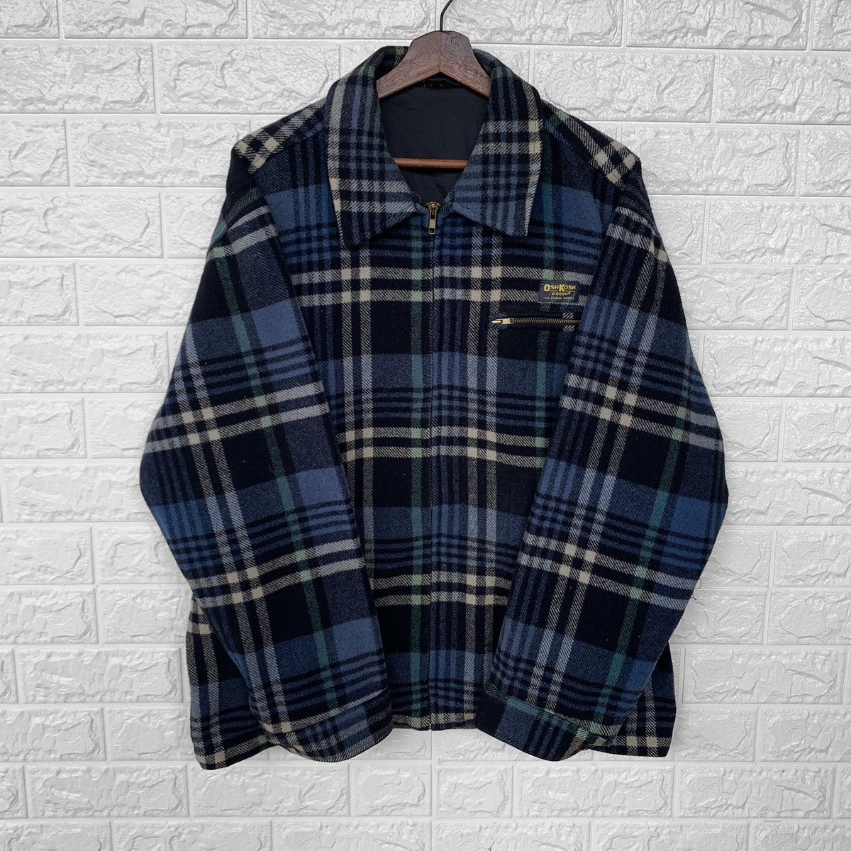 Vintage Oshkosh Wool Plaid Zipper Jacket