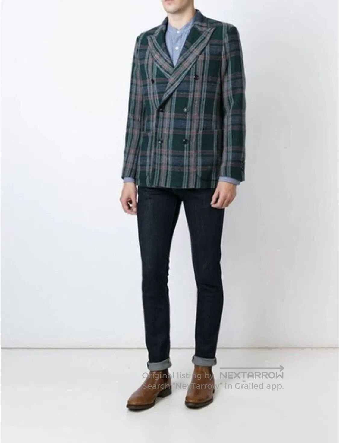 Japanese Brand Yuppie Plaid Double-Breasted Blazer. Size US M / EU 48-50 / 2 - 9 Thumbnail