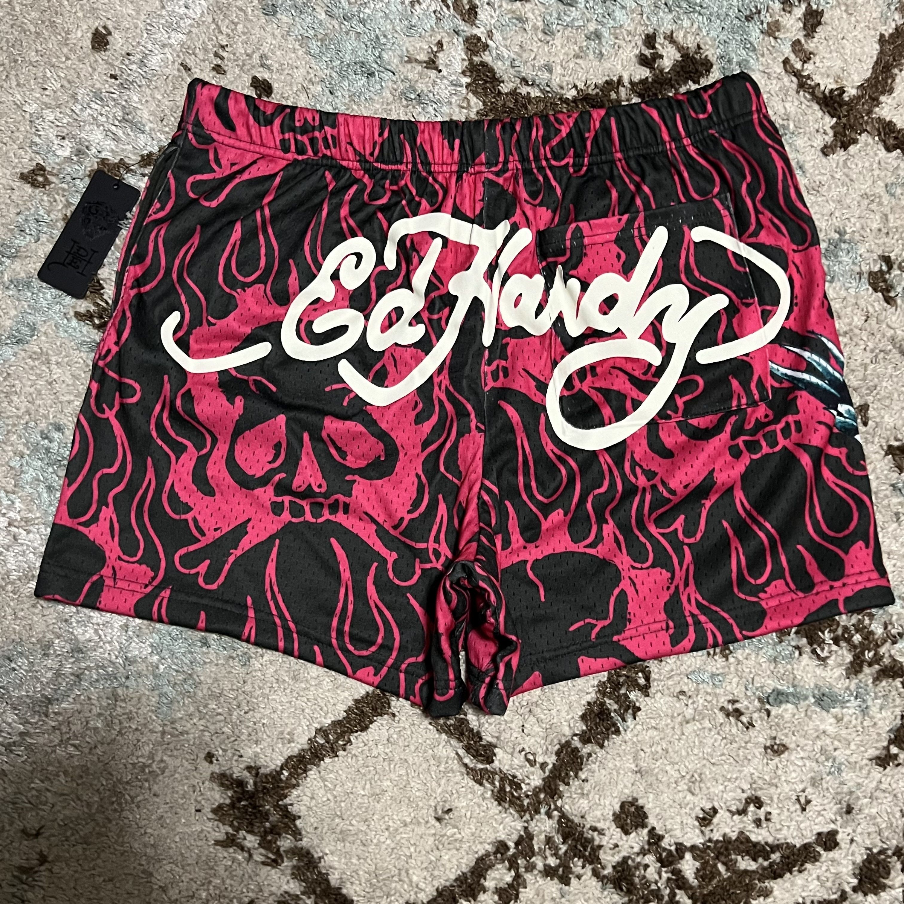 Ed Hardy NWT Don Ed Hardy Pink Skull Athletic Shorts Size L Y2K Size US 34 / EU 50 - 1 Thumbnail