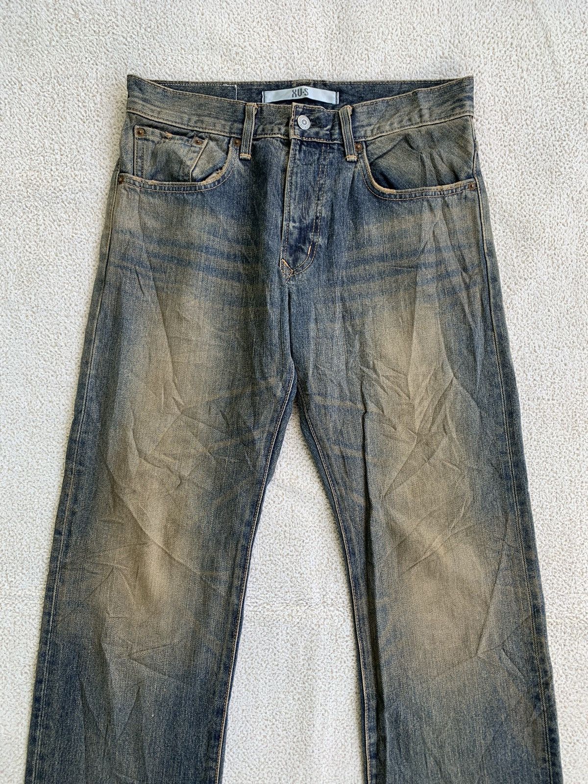 If Six Was Nine × Japanese Brand × Le Grande Bleu (L.G.B.) Vintage Edwin XV Loose Yellow Mud Washed Distressed Jeans Size US 31 - 3 Thumbnail