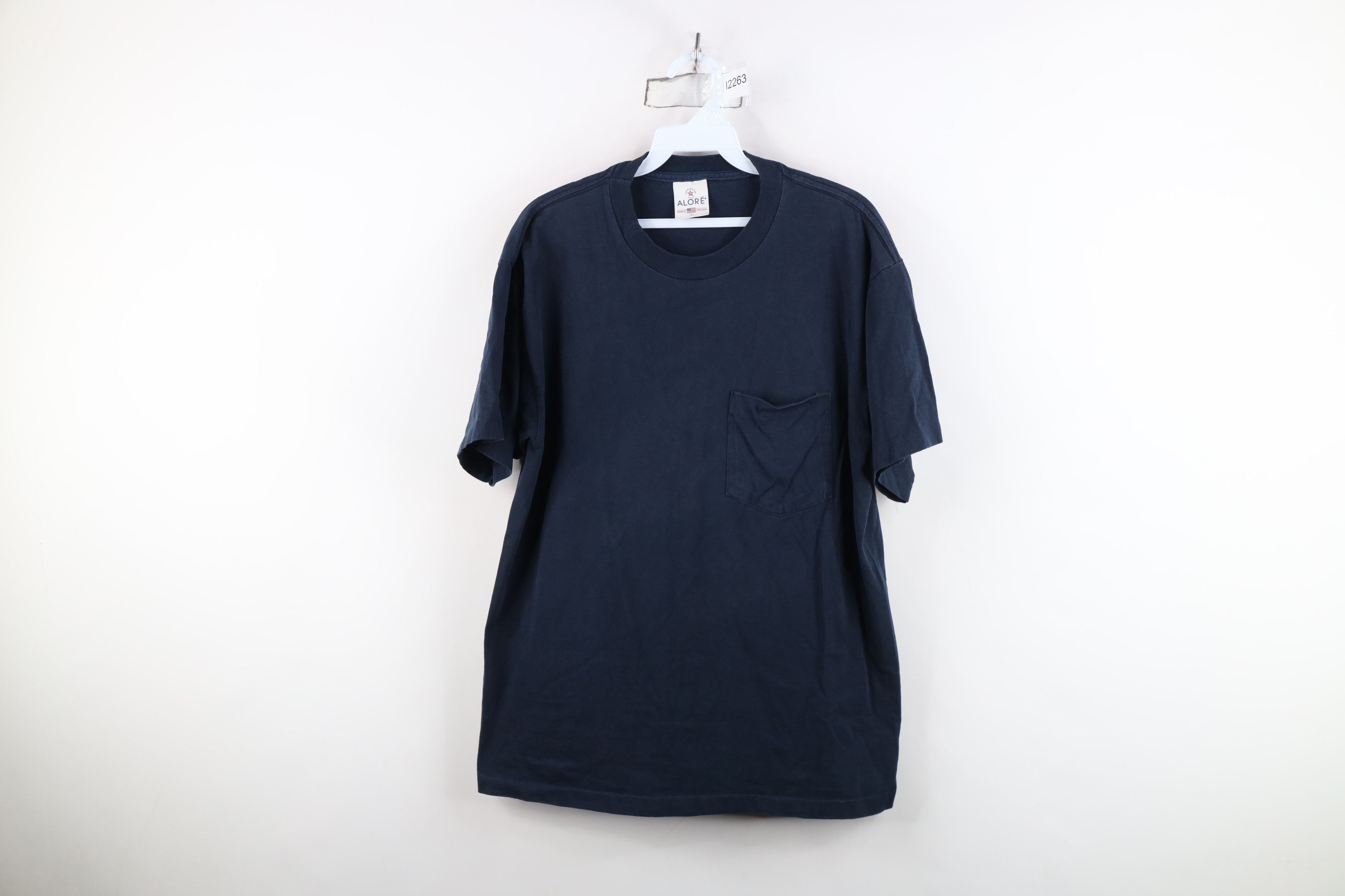 Vintage Vintage 90s Streetwear Heavy Cotton T-Shirt Navy Blue USA Size US L / EU 52-54 / 3 - 1 Thumbnail