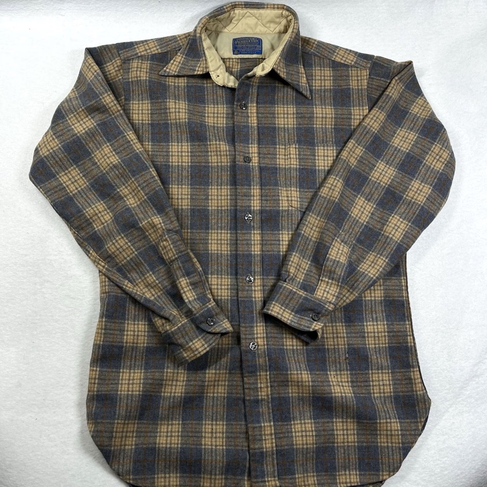 Pendleton VINTAGE Pendleton Flannel Shirt Wool Made In USA Medium Board Brown Plaid Long Sleeve Button-Up Men M USA 90s Size US M / EU 48-50 / 2 - 7 Thumbnail