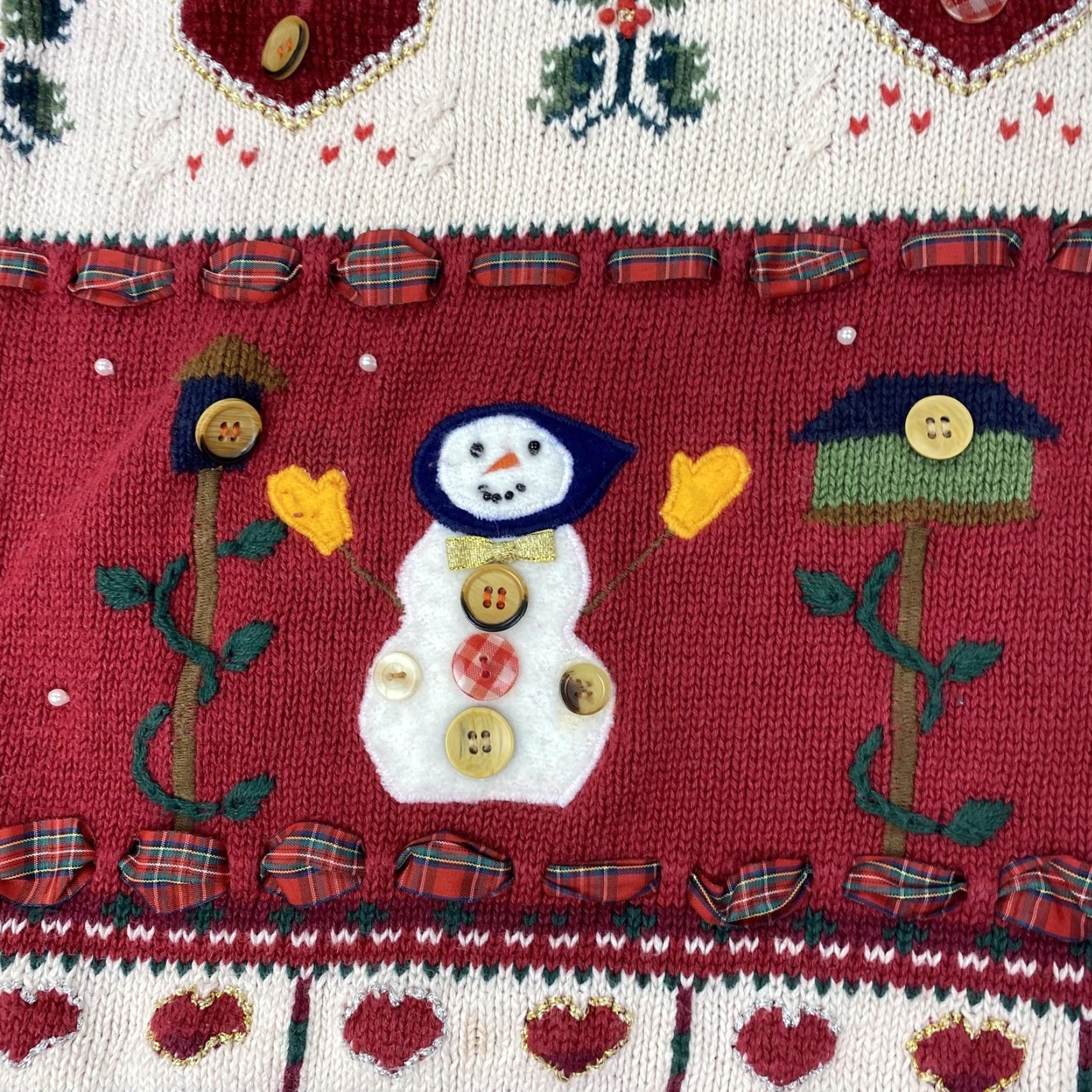 Vintage VINTAGE Karen Scott Sweater Womens Large Red Hand Embroidered Holiday Bears Snowmen Hearts Fair Isle Pullover Christmas Womens Size L / US 10 / IT 46 - 7 Thumbnail