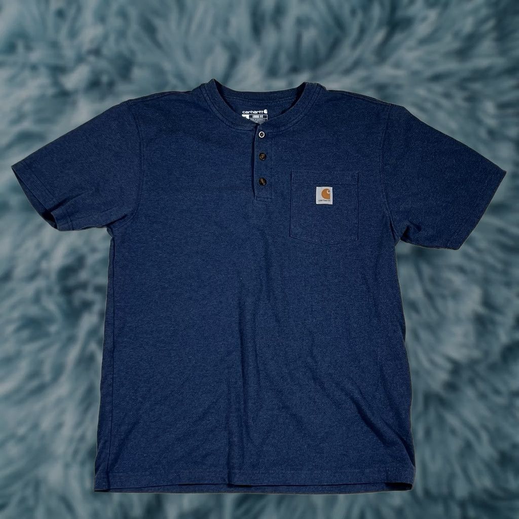 Carhartt Carhartt Shirt Mens Medium Heavyweight Short Sleeve Henley Pocket T-Shirt Blue Size US M / EU 48-50 / 2 - 1 Thumbnail