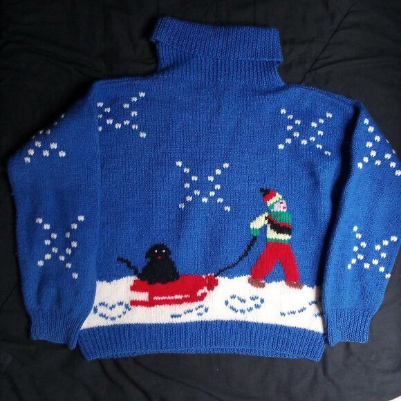 Other Vintage Berek Snowman Sled Winter Wool Turtleneck Sweater Size S / US 4 / IT 40 - 4 Thumbnail