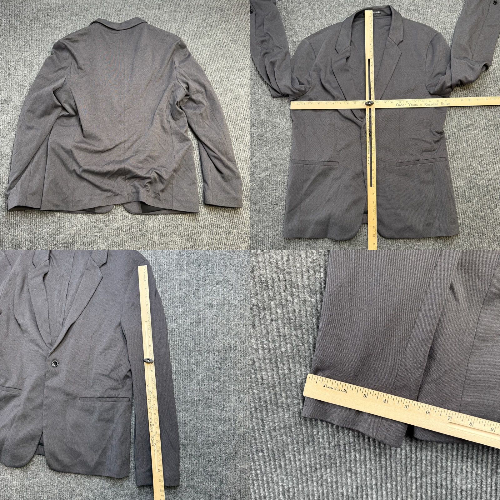 Zara Zara Blazer Mens XL Gray Notch Lapel Knit Stretch One-Button Front Jacket Single-Breasted Size 46R - 8 Thumbnail