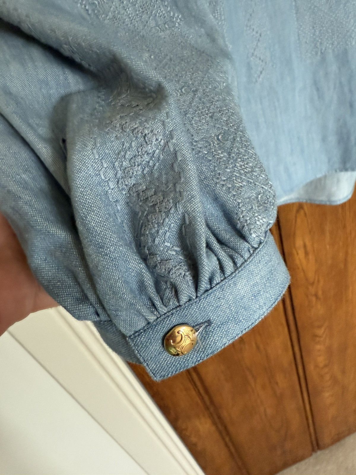 Celine $2450 SS24 Celine embroidered blouse shirt Hedi sample Size M / US 6-8 / IT 42-44 - 14 Thumbnail