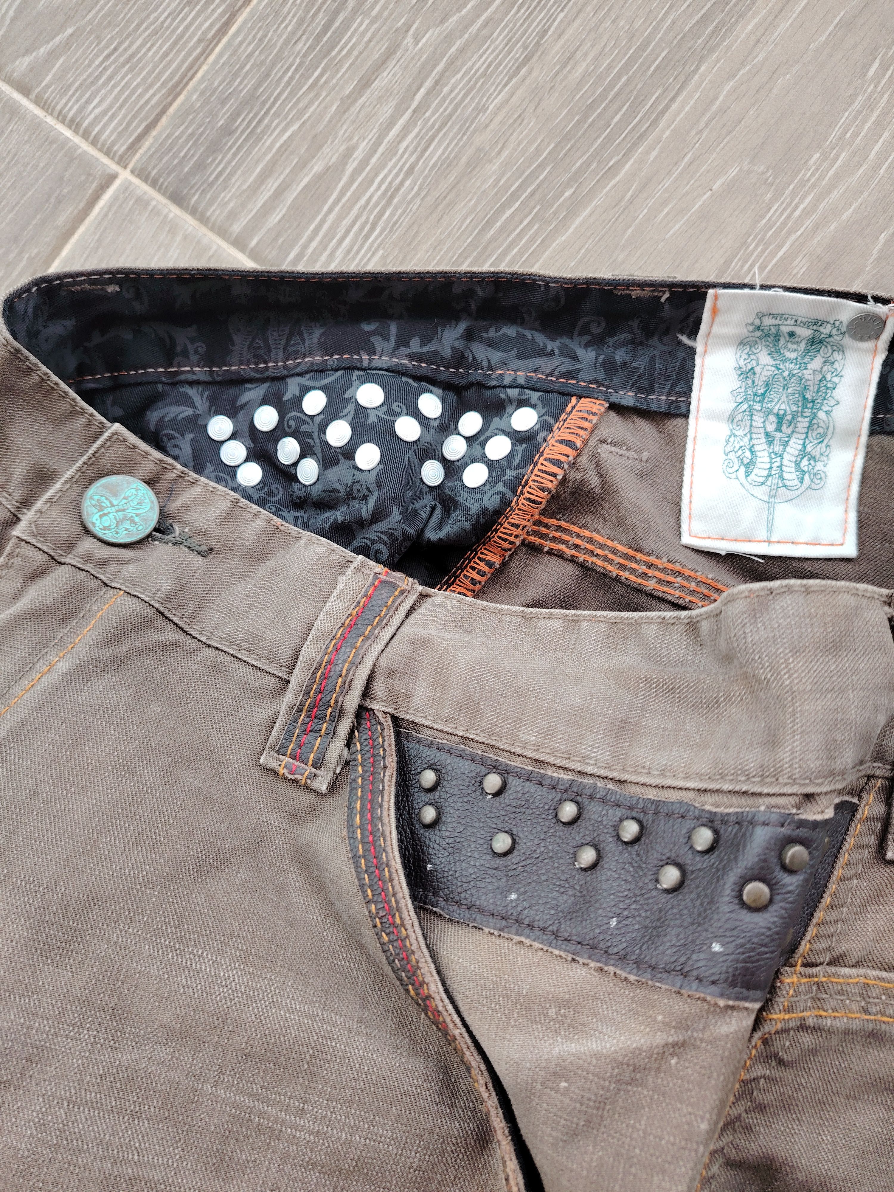 Japanese Brand Rare Japanese Twenty Works Studded Leather Jeans Pant Size US 30 / EU 46 - 13 Thumbnail