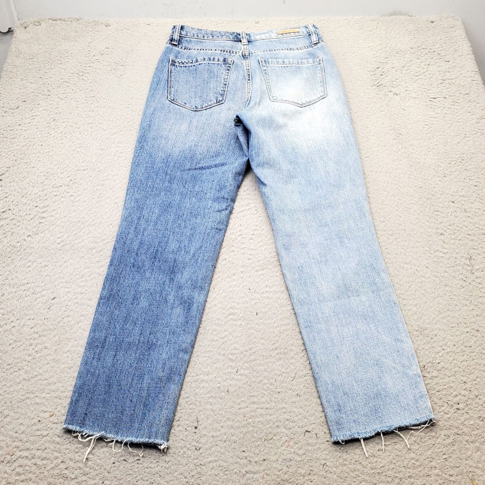 Vintage BLANKNYC The Madison Crop Jeans Womens 25 Blue Denim Raw Hem Whiskered High-Rise Jeans Size 42" / US 20 - 2 Thumbnail