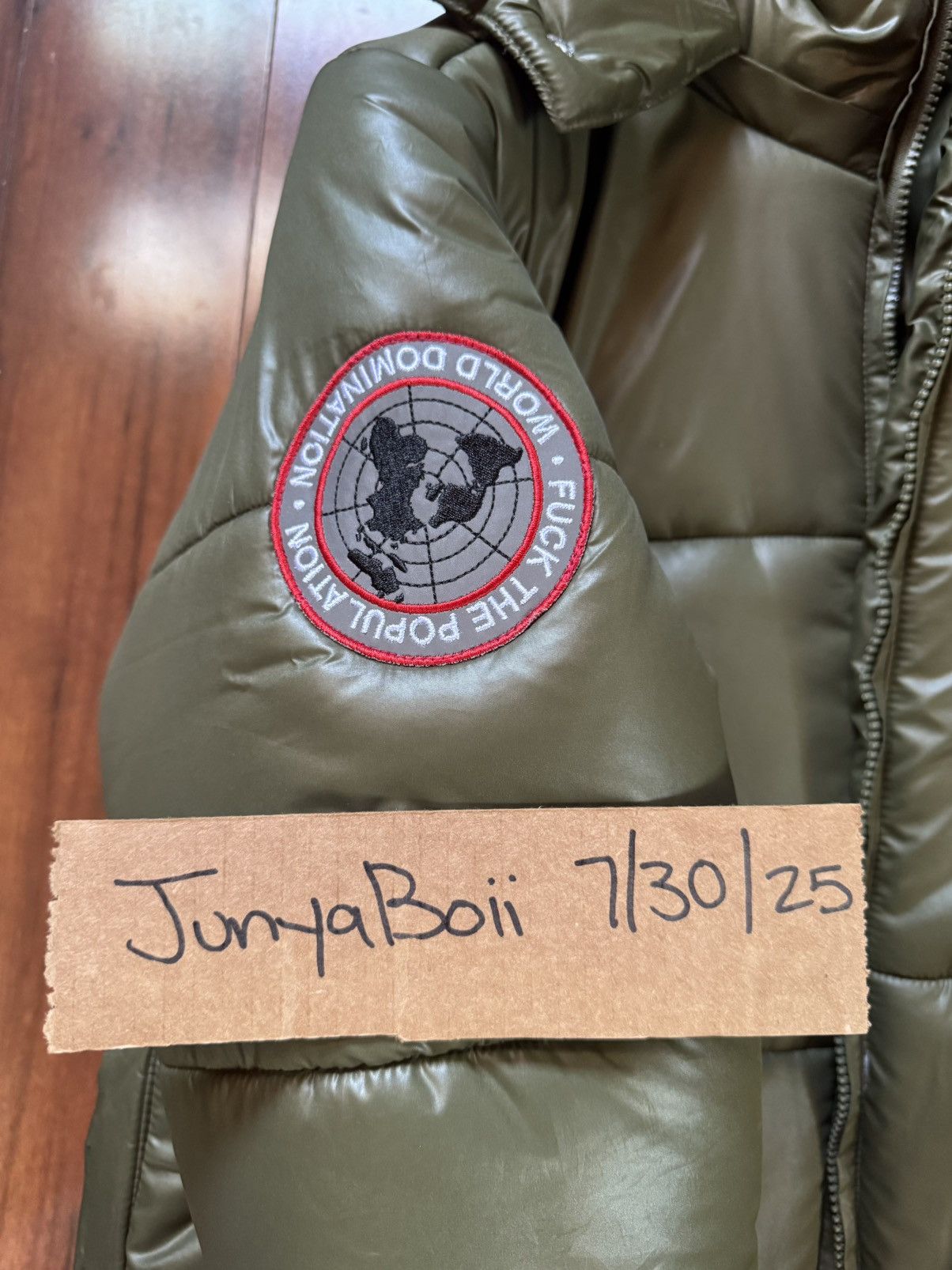 Fuck The Population FTP SS23 Olive World Domination Puffer Jacket Medium Size US M / EU 48-50 / 2 - 4 Thumbnail