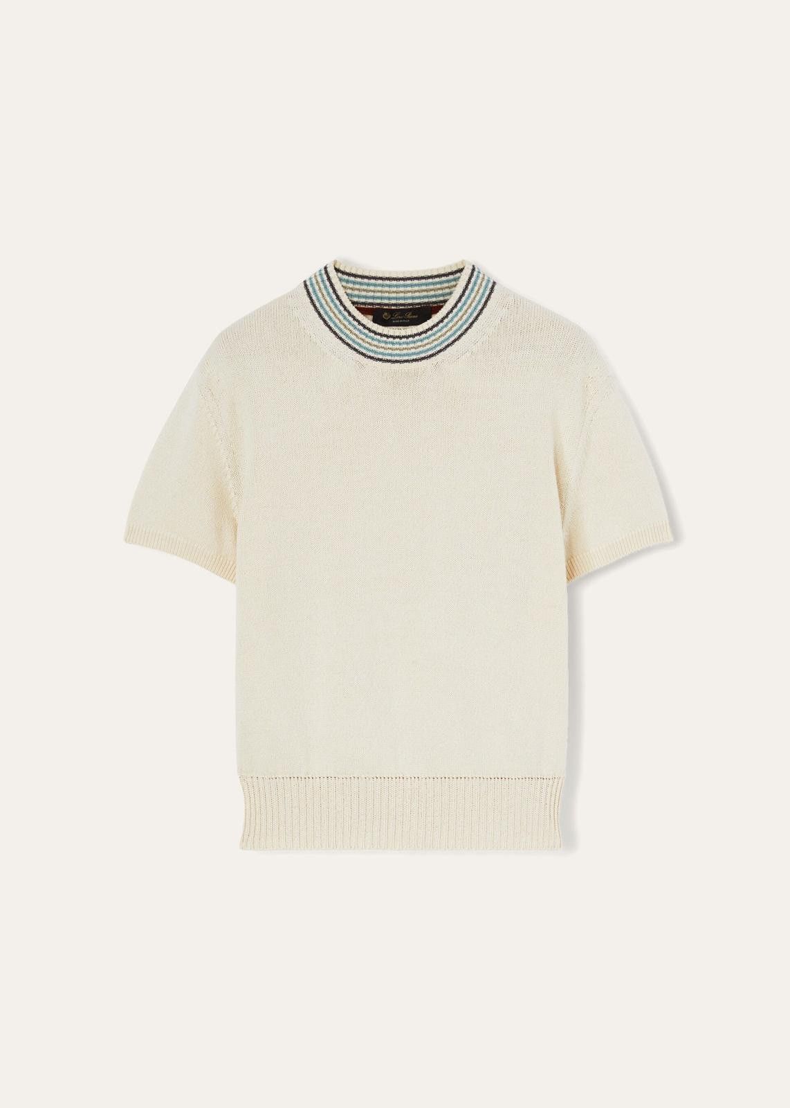 Loro Piana o1srvl11e0125 Cotton Silk T-Shirt in Off White Size L / US 10 / IT 46 - 1 Thumbnail