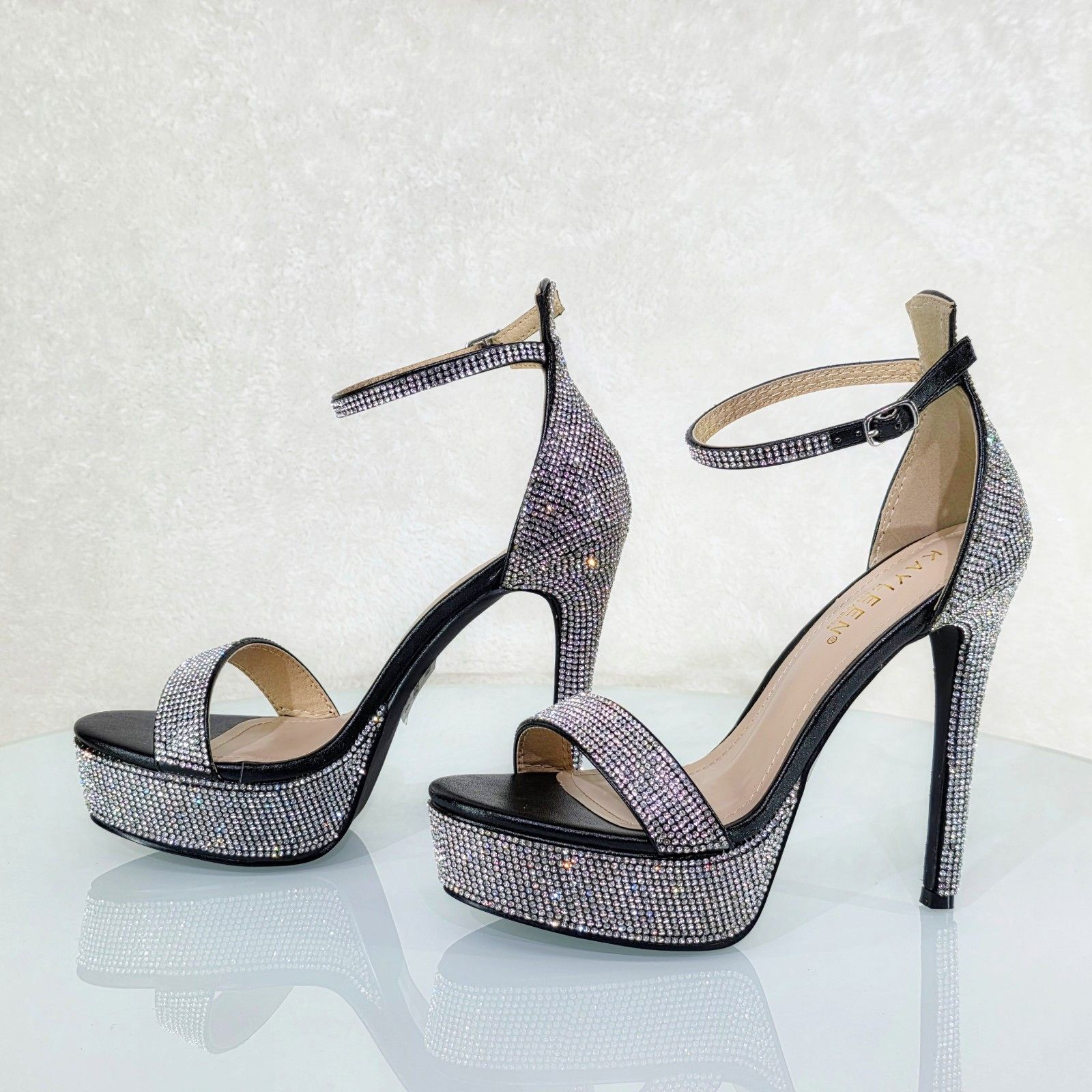 Other Destiny Black Platform 5" Heels Evening Party Shoes Size US 10 / IT 40 - 4 Thumbnail