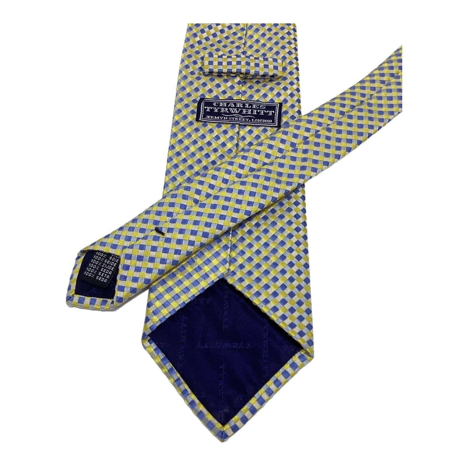 Charles Tyrwhitt CHARLES TYRWHITT YELLOW PLaids & Cheks Silk Tie Hand Made In Size ONE SIZE - 4 Thumbnail