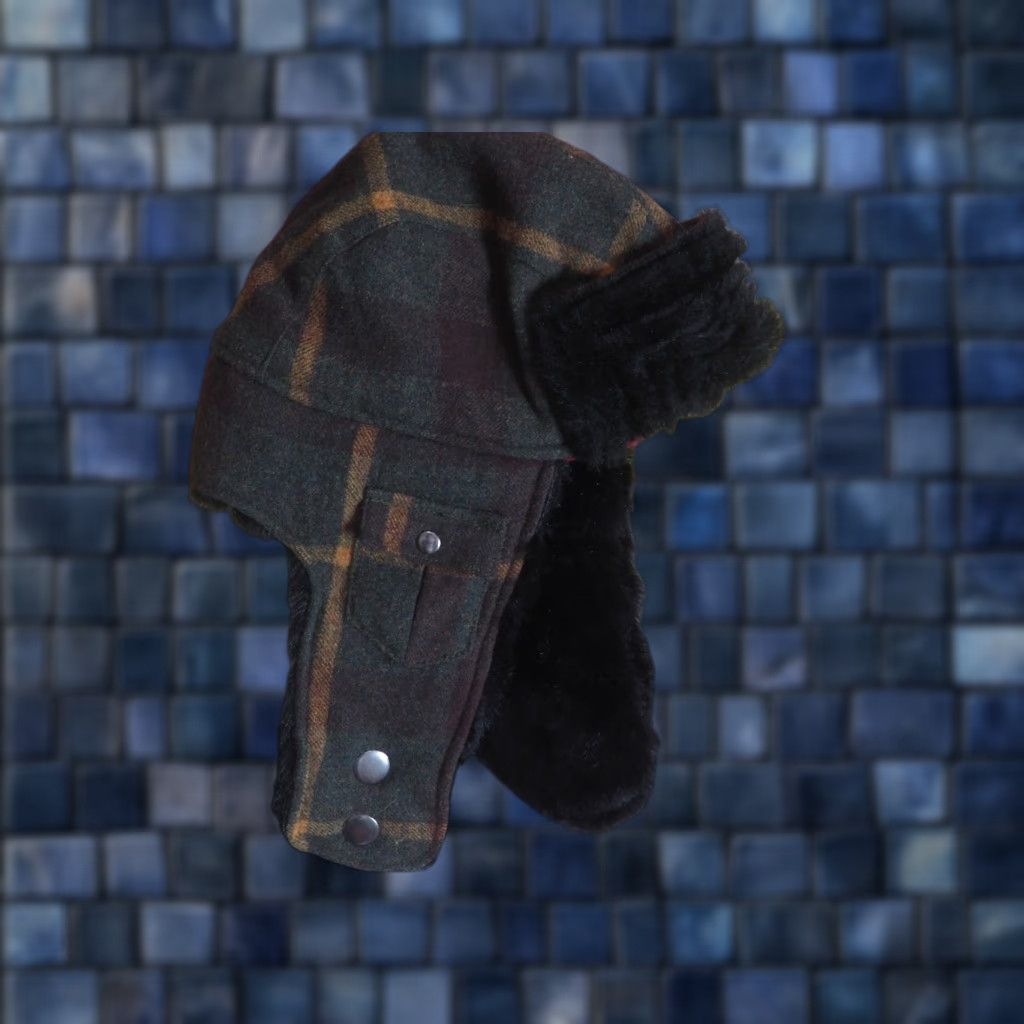 Vintage Woolrich Wool Blend Hat M Trapper Hat Plaid Wool Green Black Sherpa Shearling Lined Winter Men Adults Size ONE SIZE - 1 Thumbnail